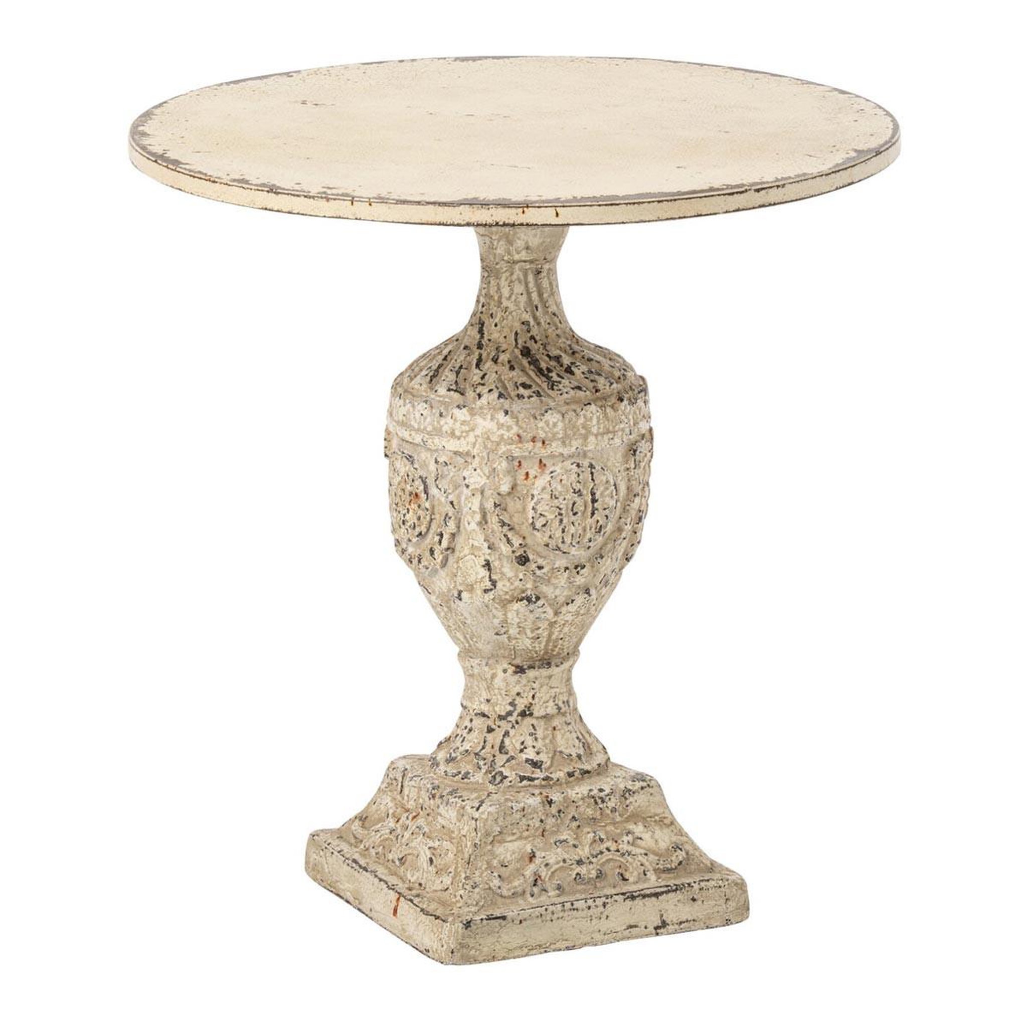 J-LINE Table de Jardin Ronde  Naïs  78cm Blanc Cassé
