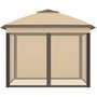 Voir la diapositive 4 : OUTSUNNY Tonnelle barnum automatique pop-up dim. 3,3L x 3,3l x 2,88H m moustiquaires sac transport métal oxford marron beige