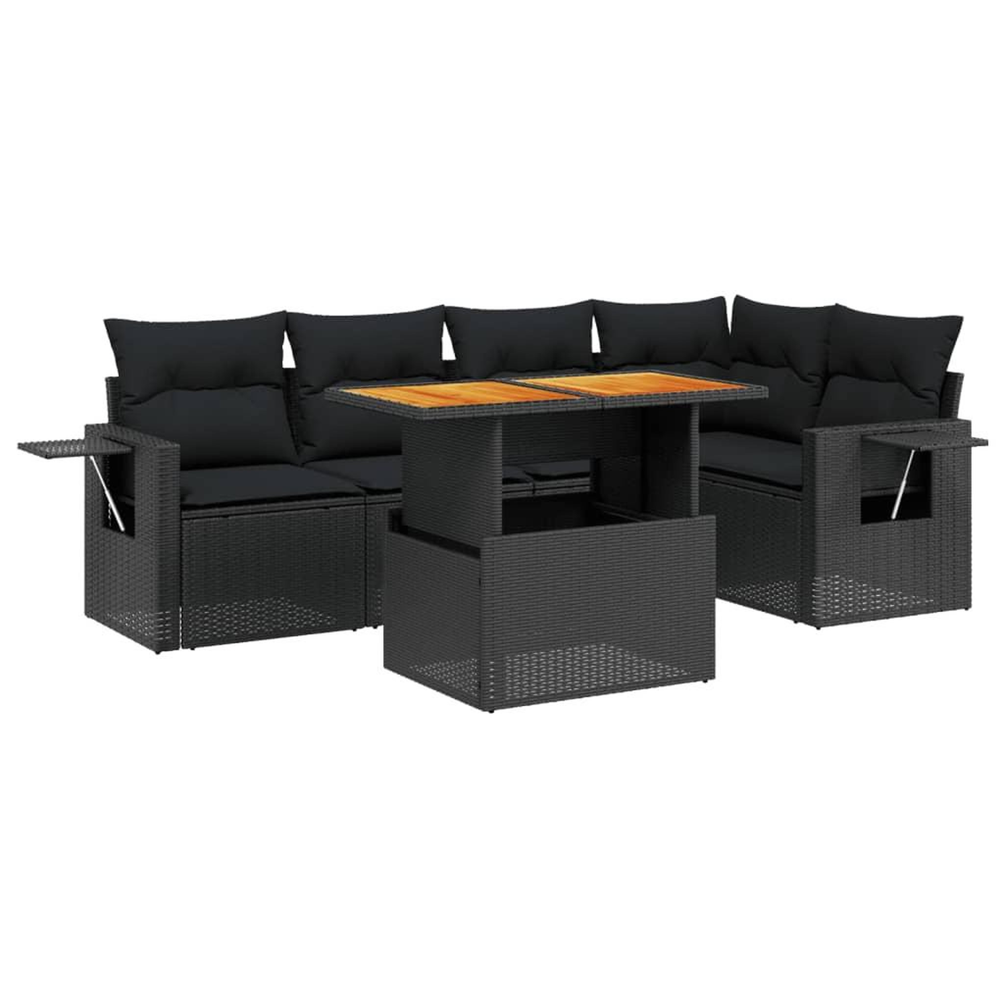 Voir la diapositive 2 : VIDAXL Salon de jardin 6 pcs avec coussins noir resine tressee