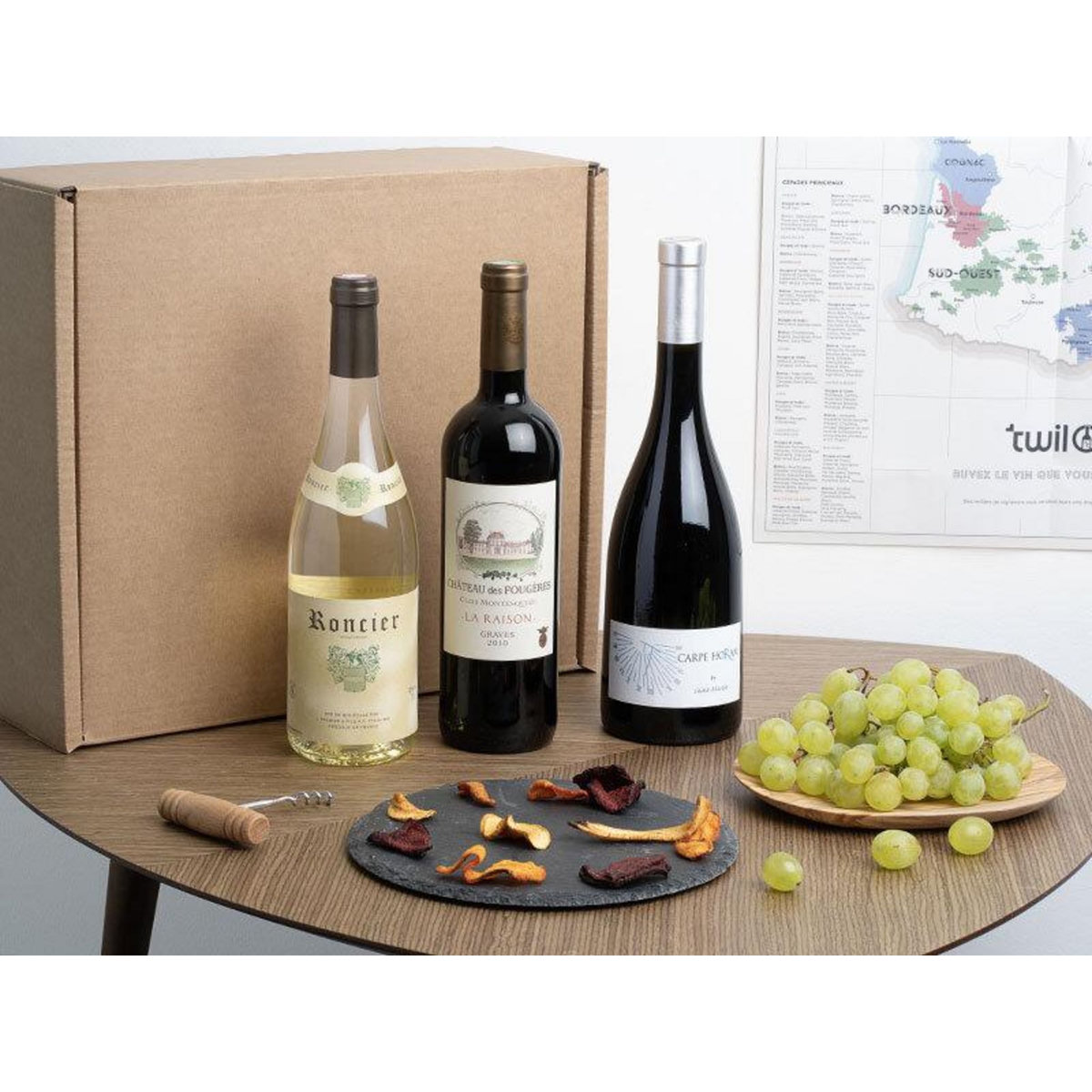 Smartbox Coffret de 3 bouteilles : vin rouge et vin blanc livrés à domicile - Coffret Cadeau Gastronomie