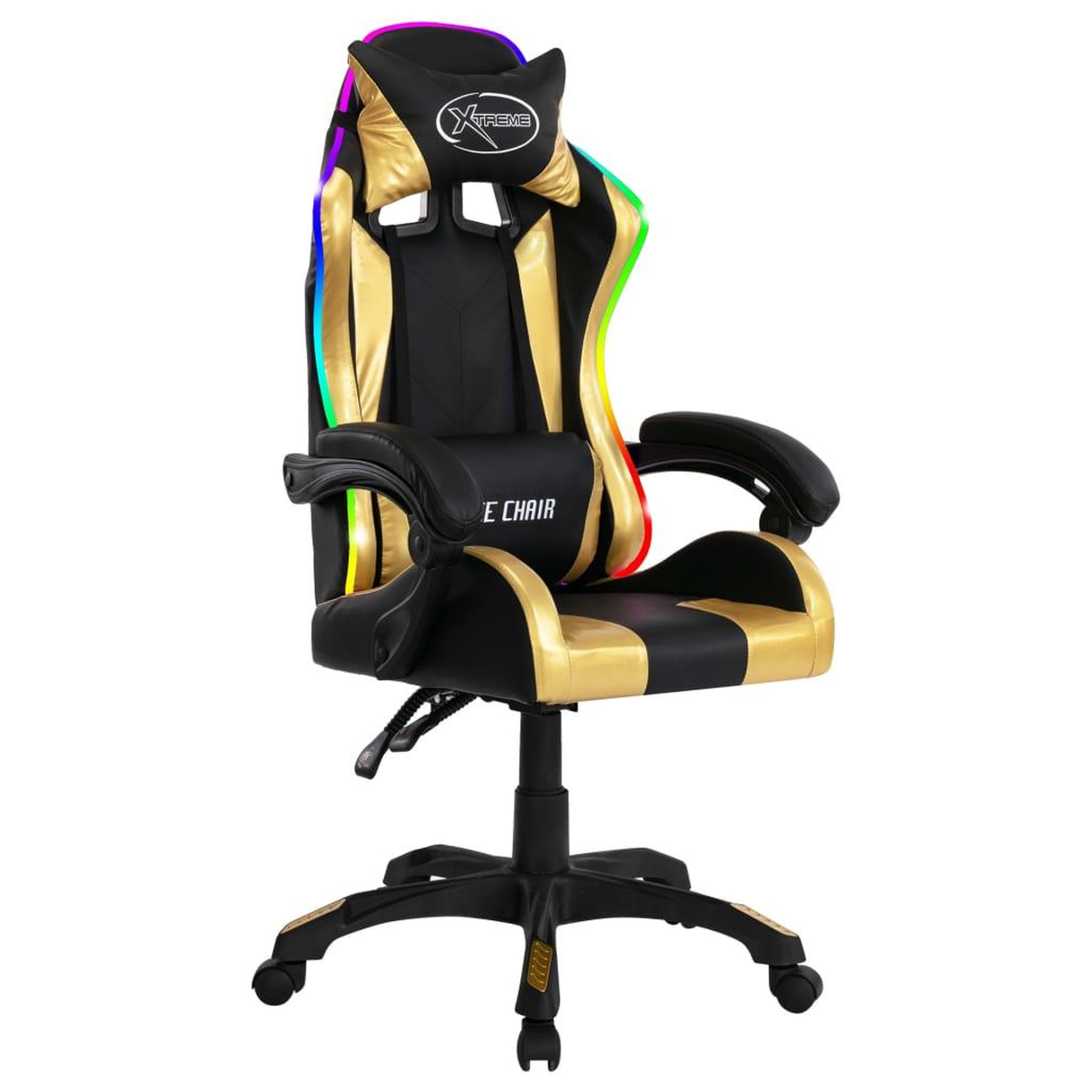 Voir la diapositive 2 : VIDAXL Fauteuil de jeux video avec LED RVB Dore et noir Similicuir