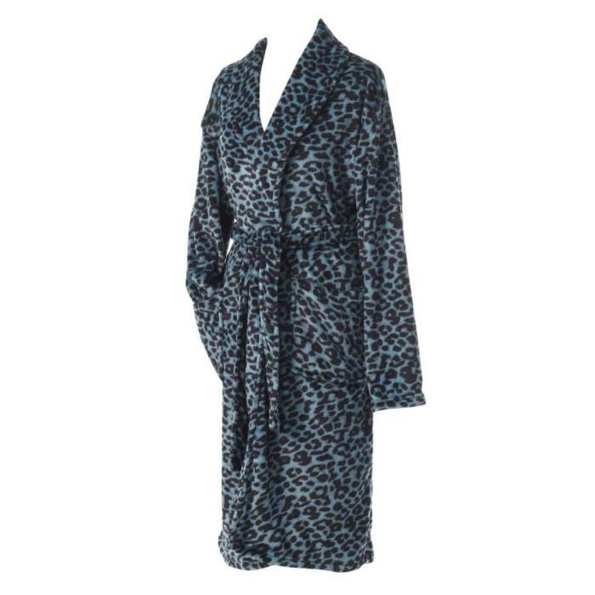 Paris Prix Peignoir Flanelle Imprimé  Léopard  Bleu