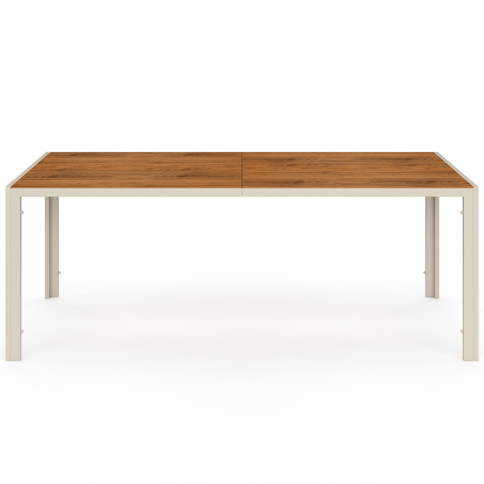 Voir la diapositive 3 : ID MARKET Salon de jardin noumea table 190 cm plateau verre trempé effet bois et 8 chaises empilables beige et bois
