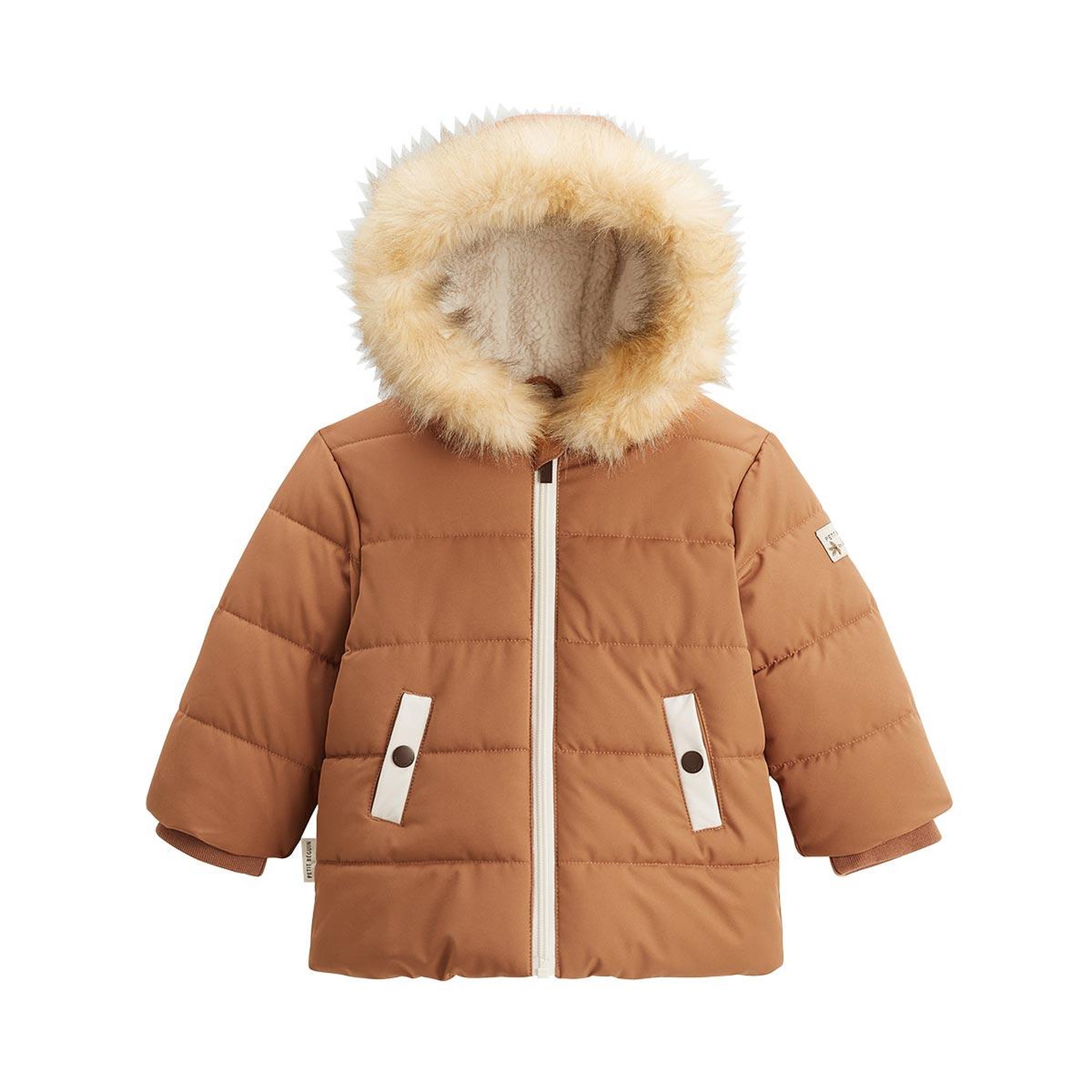 Petit Béguin Doudoune enfant imperméable doublée sherpa avec capuche chincha. Coloris disponibles : Marron