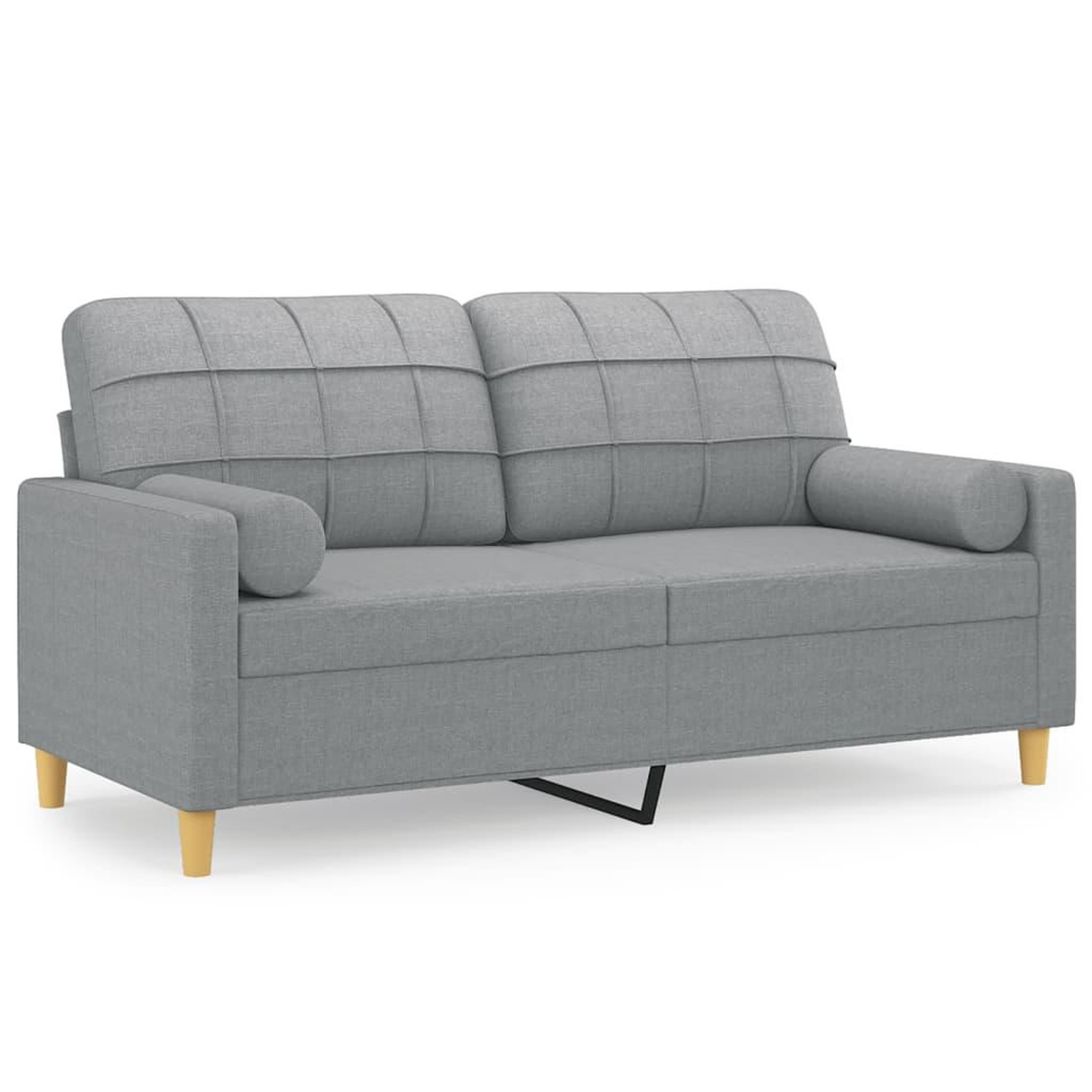 Voir la diapositive 2 : VIDAXL Canape 2 places avec oreillers gris clair 140 cm tissu