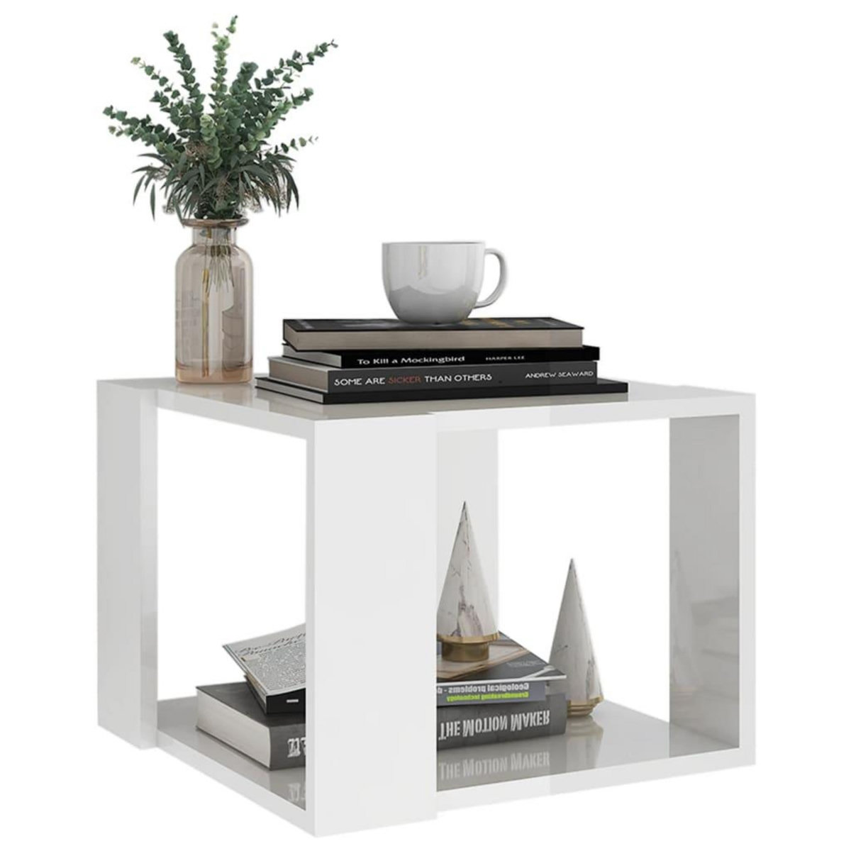 VIDAXL Table basse Blanc brillant 40x40x30 cm Bois d'ingenierie