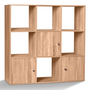 Voir la diapositive 1 : ID MARKET Meuble de rangement cube RUDY 9 cases bois façon hêtre avec 3 portes