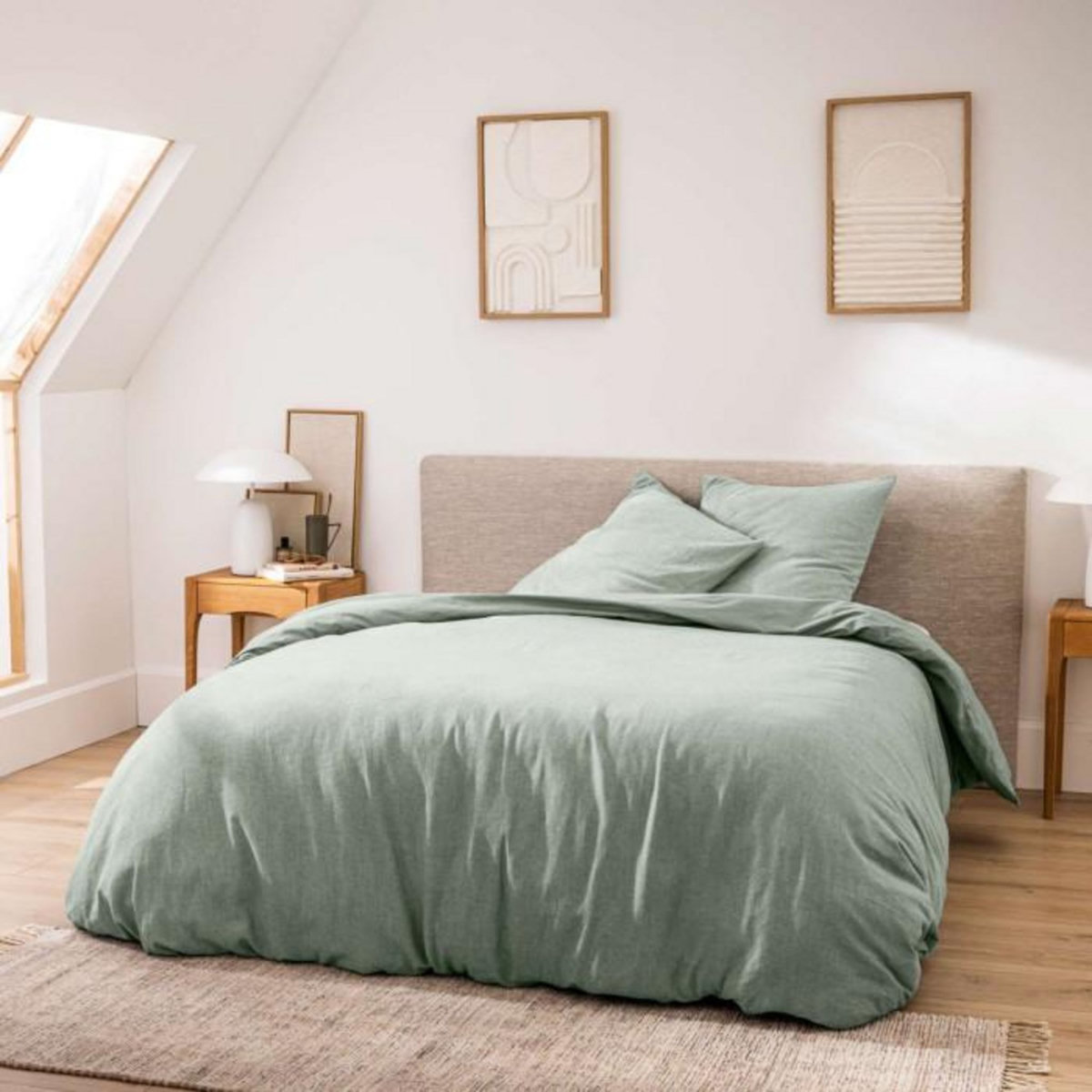 Paris Prix Parure de Lit 3 Pièces  Meline  240x220cm Sauge