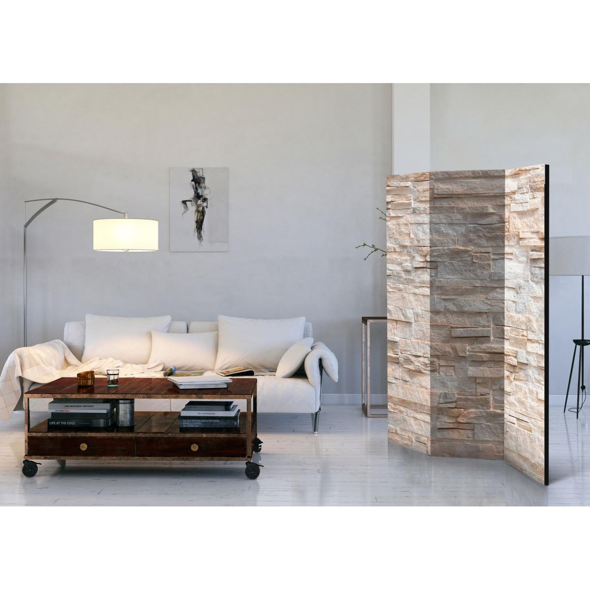 Voir la diapositive 2 : Paris Prix Paravent 3 volets  stony gracefulness  135x172cm