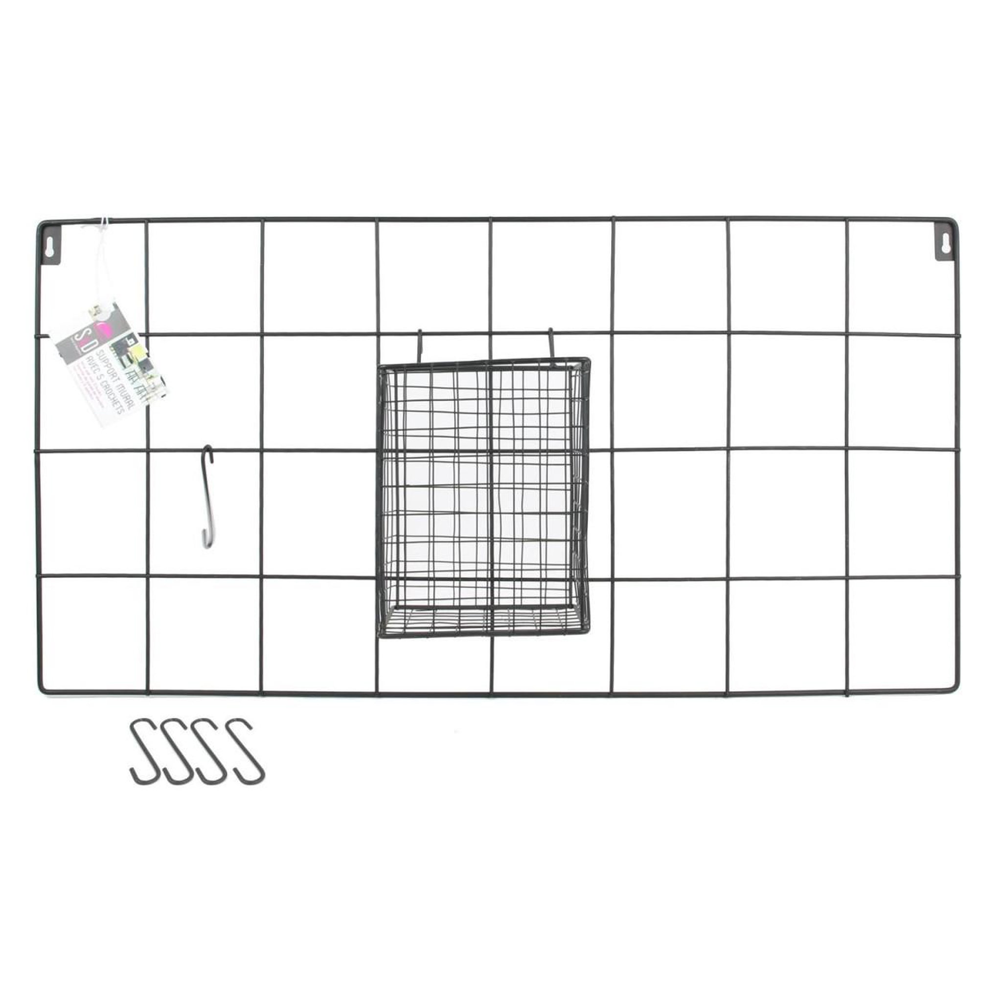 Voir la diapositive 4 : The Home Deco Factory Support mural 5 crochets design  filaire  60cm noir
