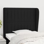 VIDAXL Tete de lit avec oreilles Noir 103x23x118/128 cm Tissu