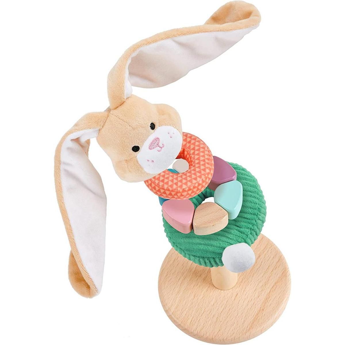 Hape Lapin à empiler en bois et tissu - Jouet éducatif pour le développement des enfants