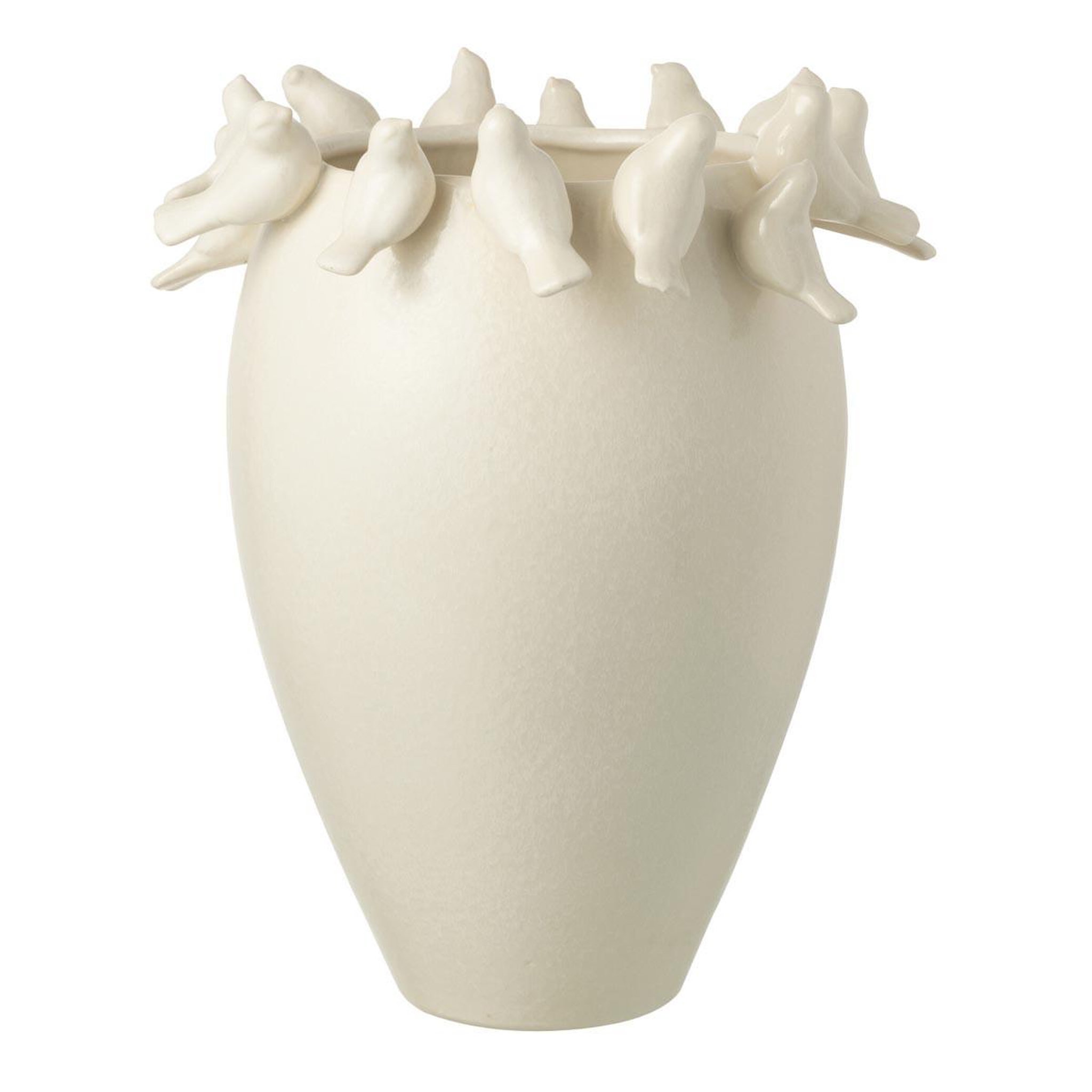 J-LINE Vase déco en argile  budgie  40cm blanc