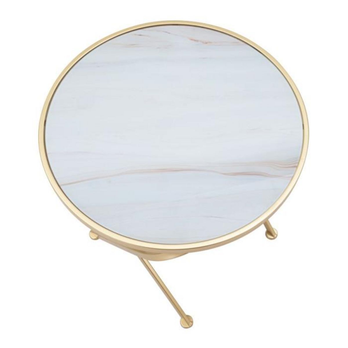 Paris Prix Table d'Appoint Effet Marbre  Glam  50cm Blanc & Or