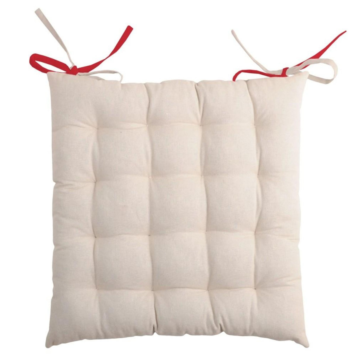 Lovely Casa Lot de 4 galettes de chaise 40x40 rouge et lin en coton