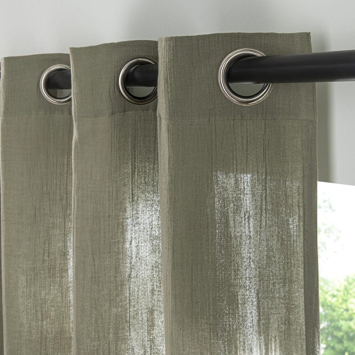 FUTURE HOME Rideau uni en gaze de coton oeillets à l'unité 140x260cm