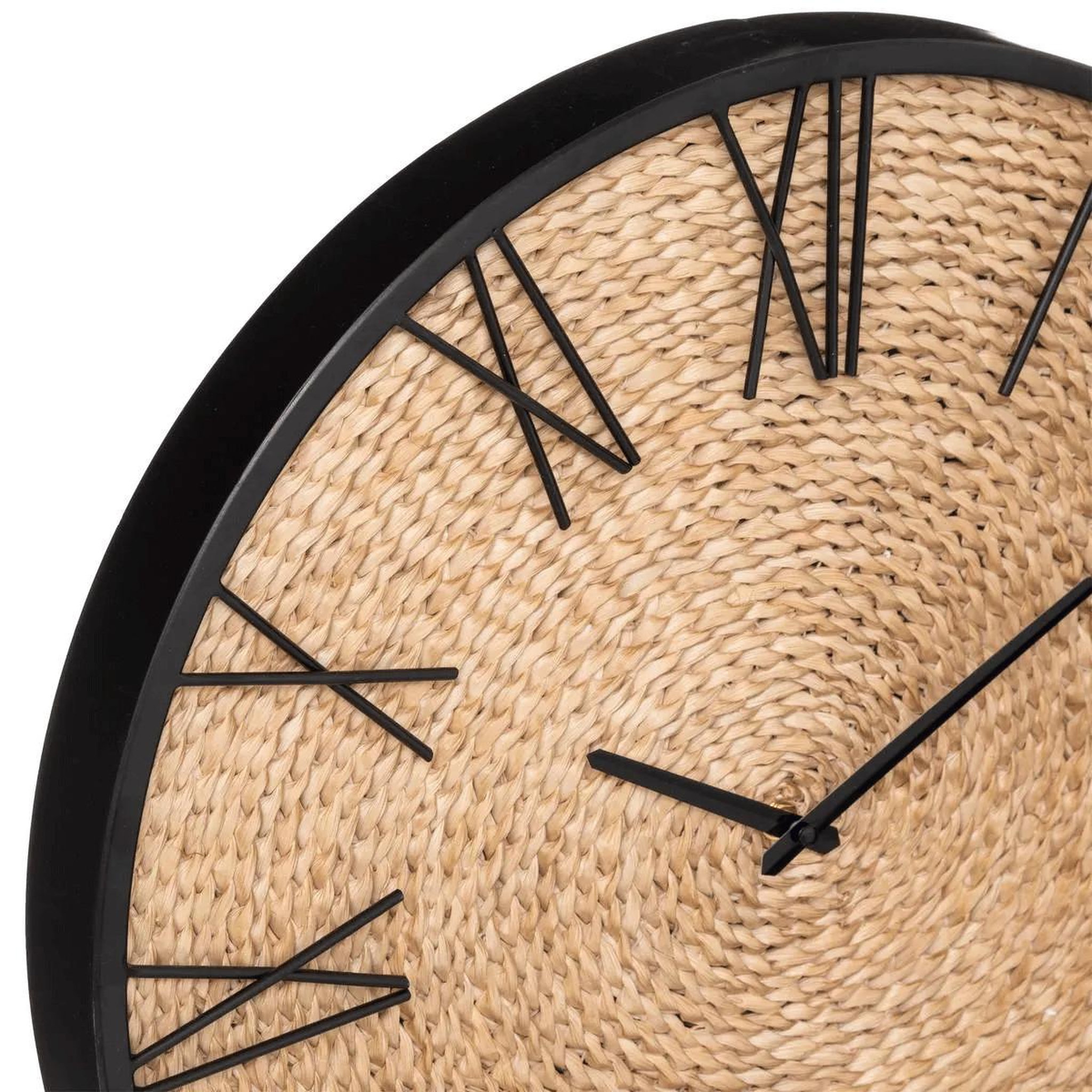 Voir la diapositive 2 : ATMOSPHERA Horloge murale déco en paille  nico  50cm beige