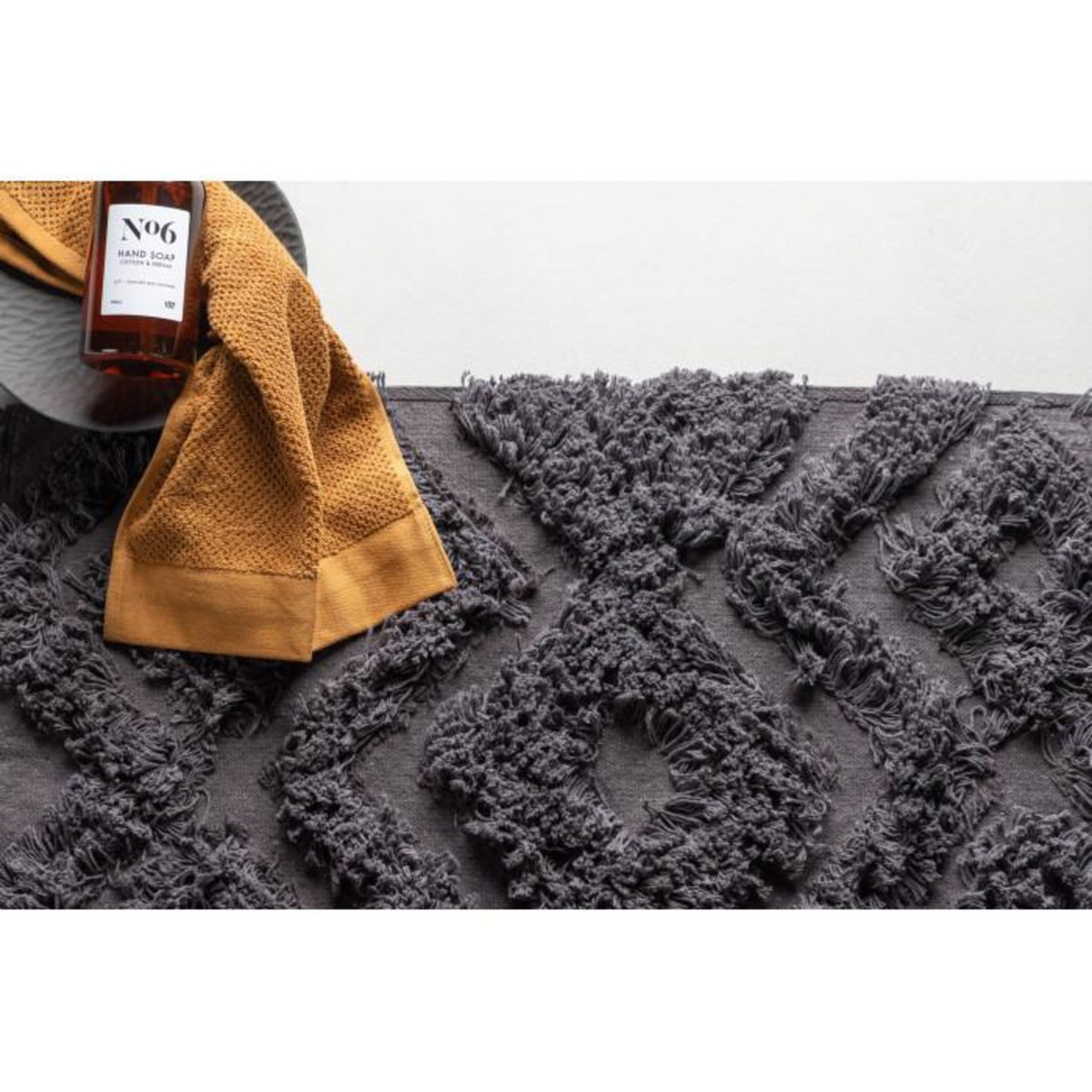 Paris Prix Tapis de Salle de Bain  Hilma  50x80cm Gris Foncé