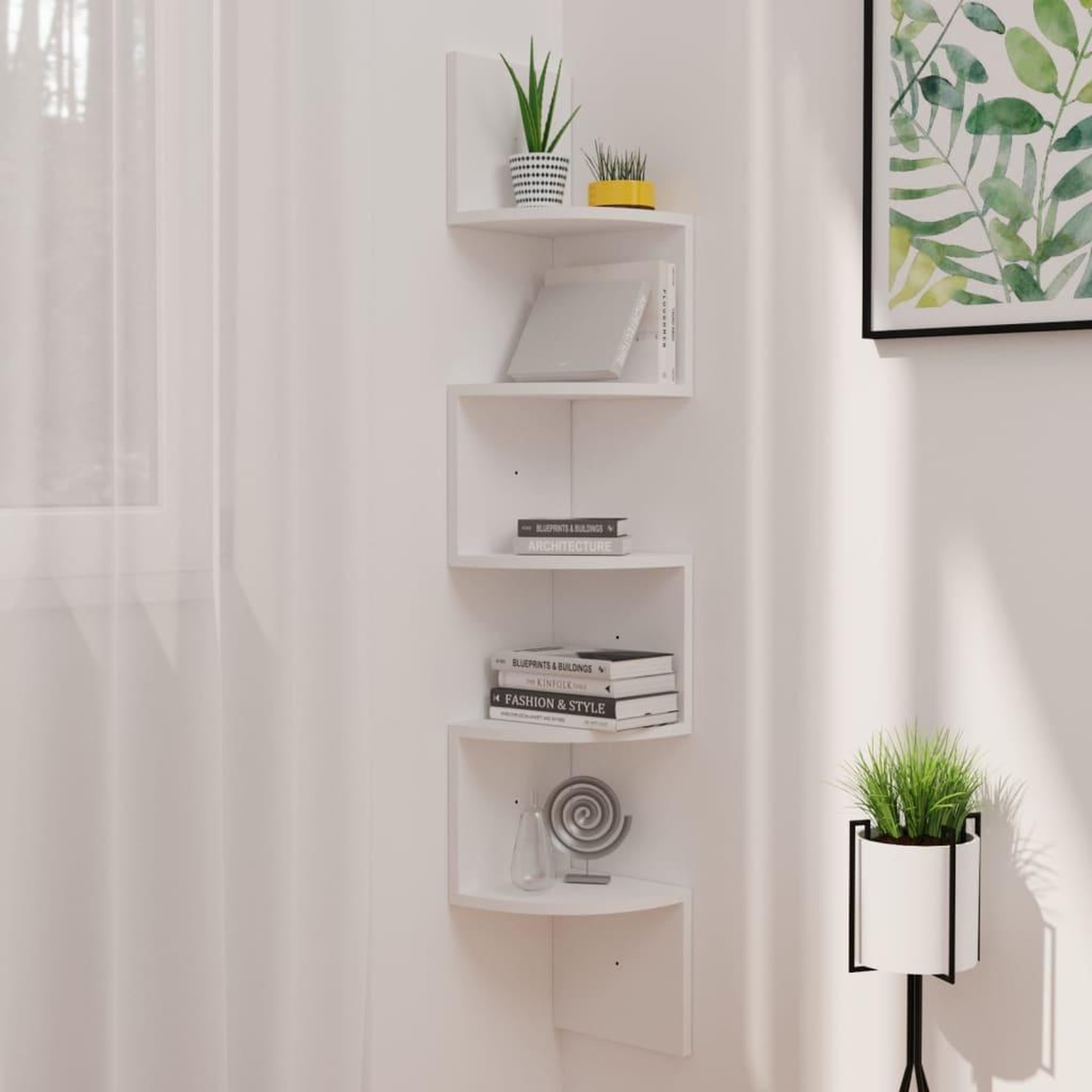 VIDAXL Etagere d'angle murale Blanc 19x19x123 cm Bois d'ingenierie