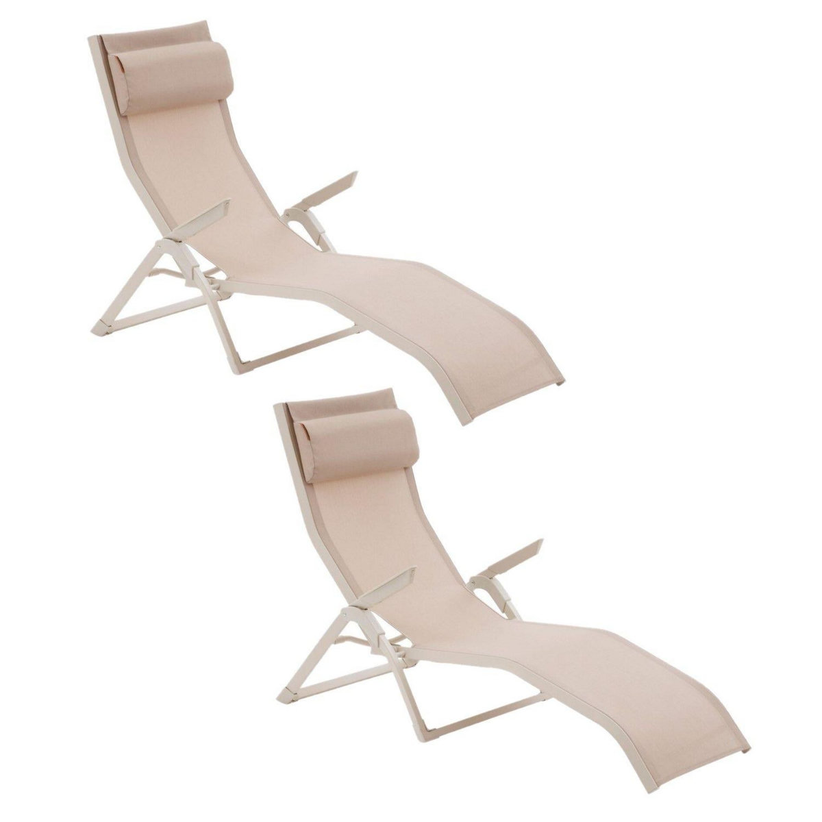 HESPERIDE Lot de 2 transats en aluminium et texaline DECIMA