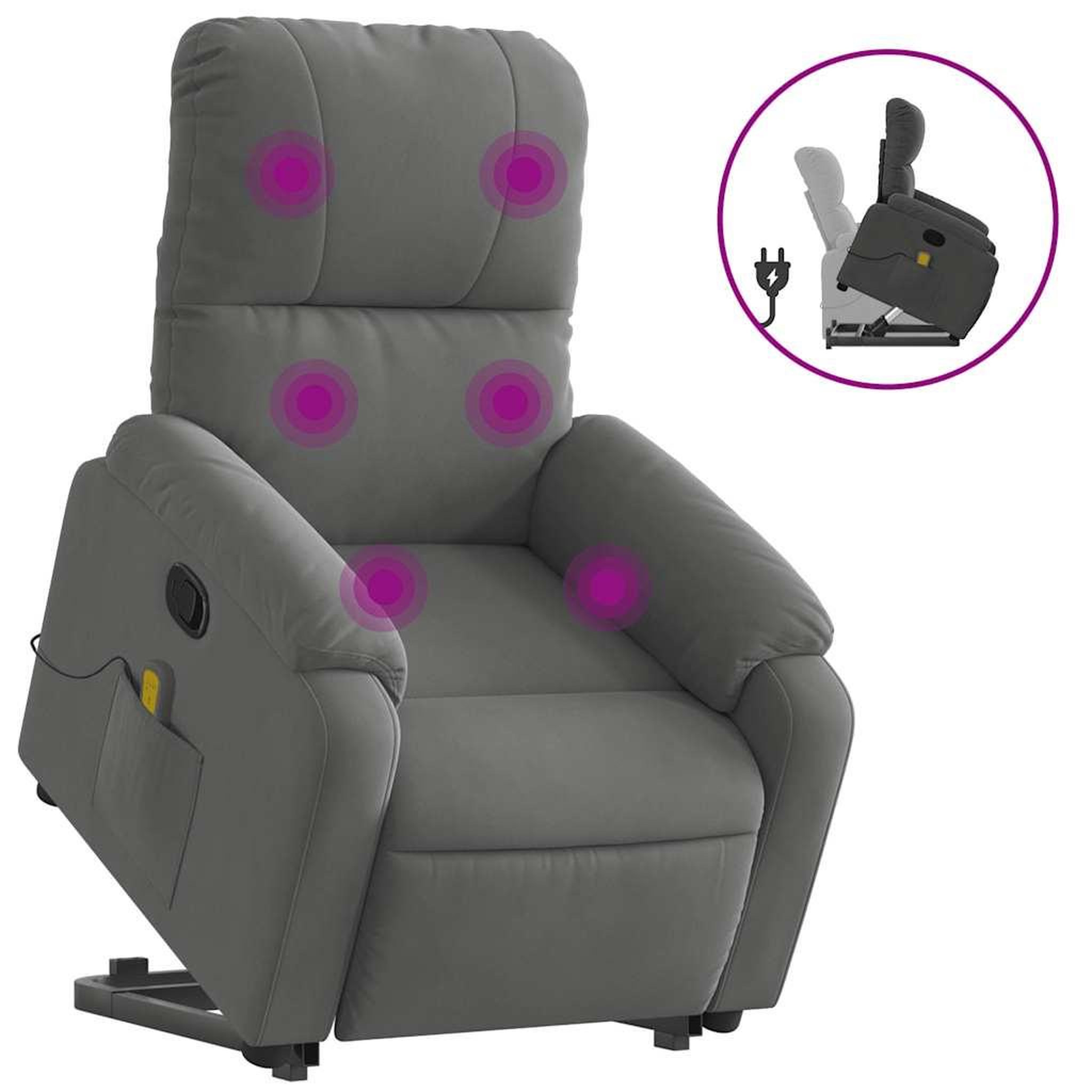 Voir la diapositive 2 : VIDAXL Fauteuil inclinable de massage gris fonce tissu microfibre