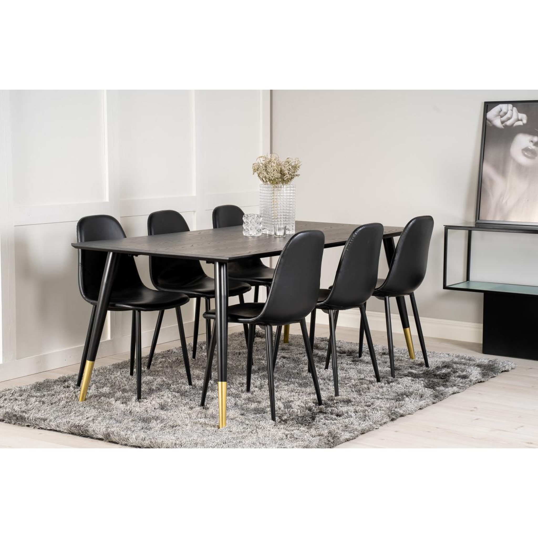 Voir la diapositive 6 : Paris Prix Ensemble table à manger & 6 chaises  dipp & polar  180cm noir