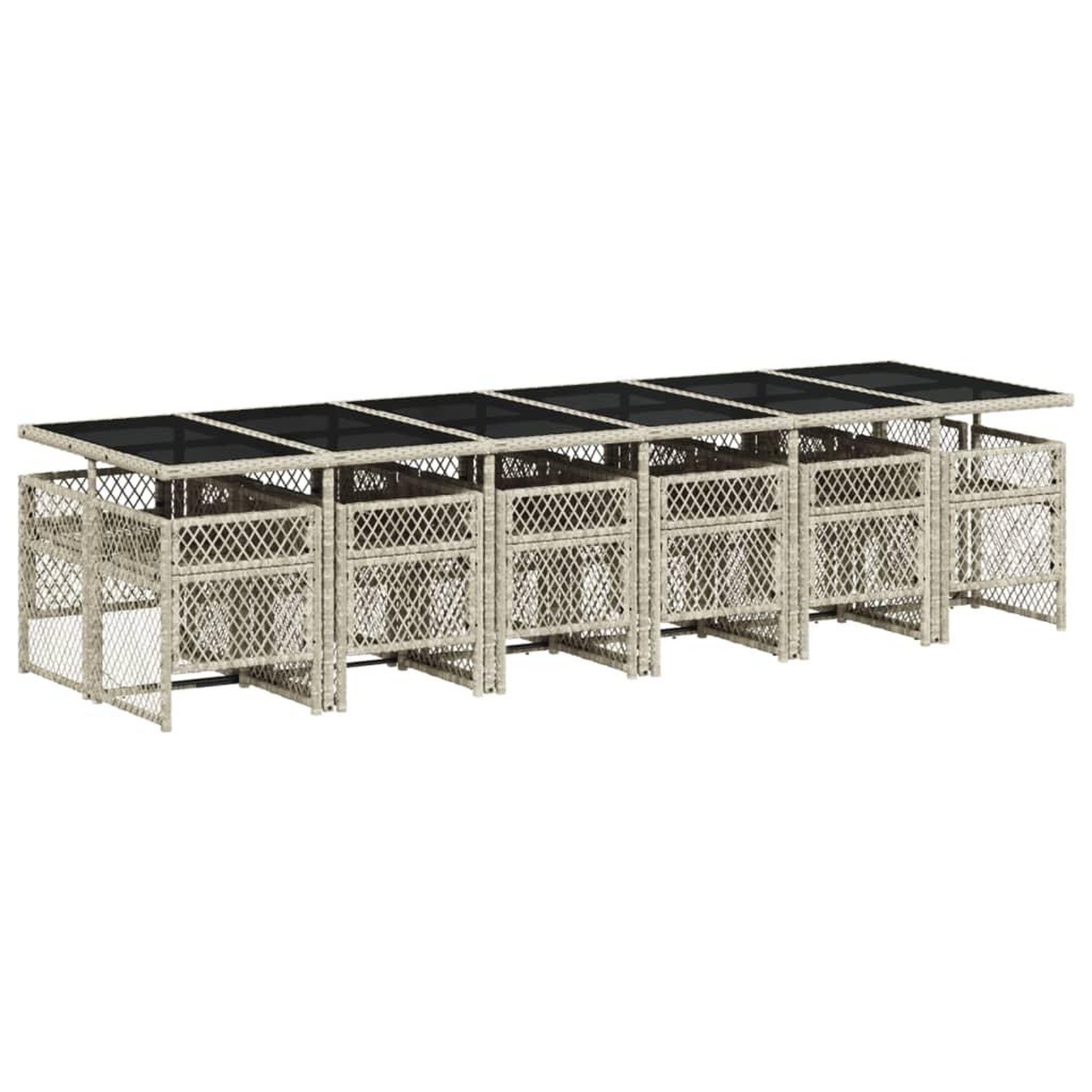 Voir la diapositive 5 : VIDAXL Ensemble a manger de jardin et coussins 13 pcs gris clair rotin