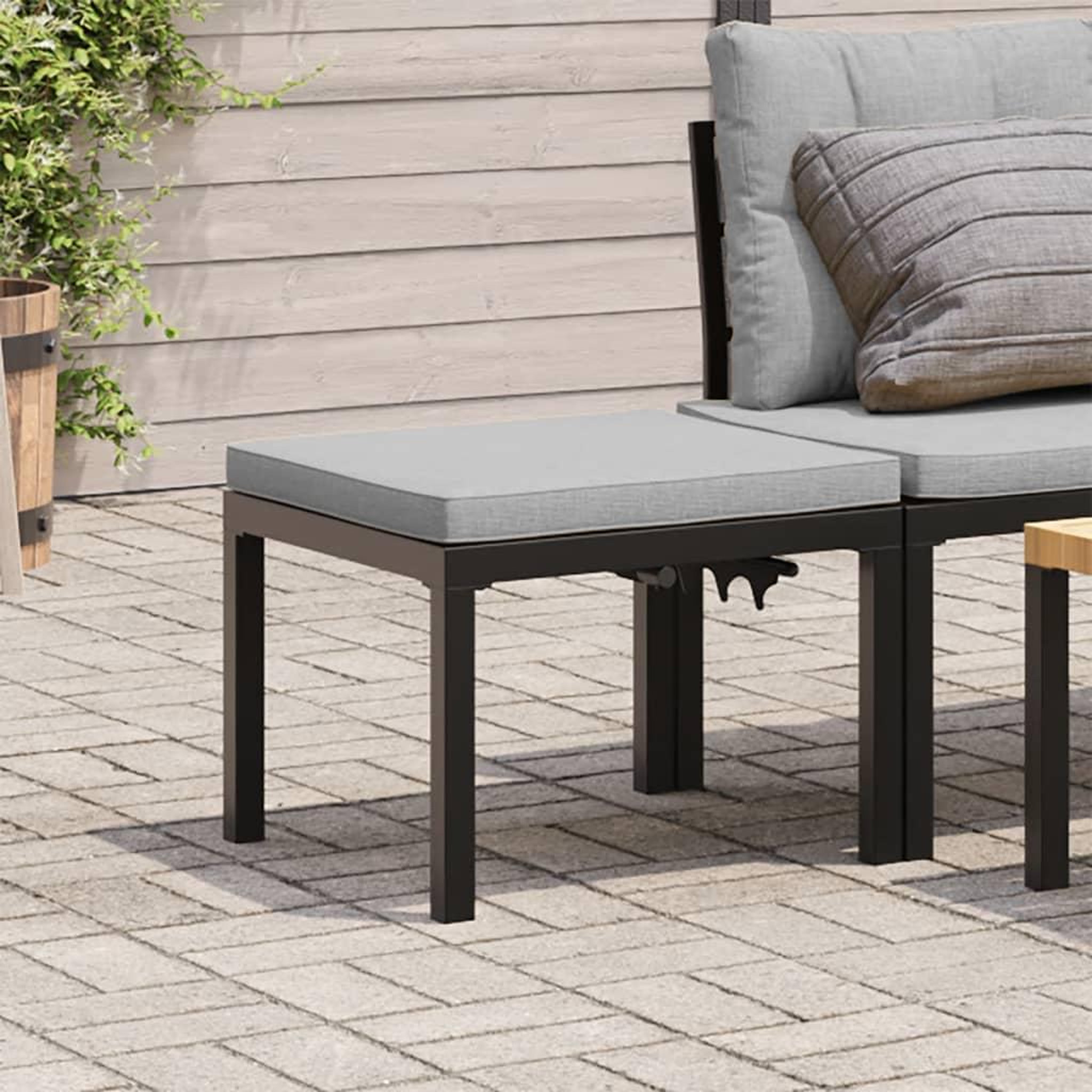 VIDAXL Tabouret de jardin avec coussin noir acier enduit de poudre