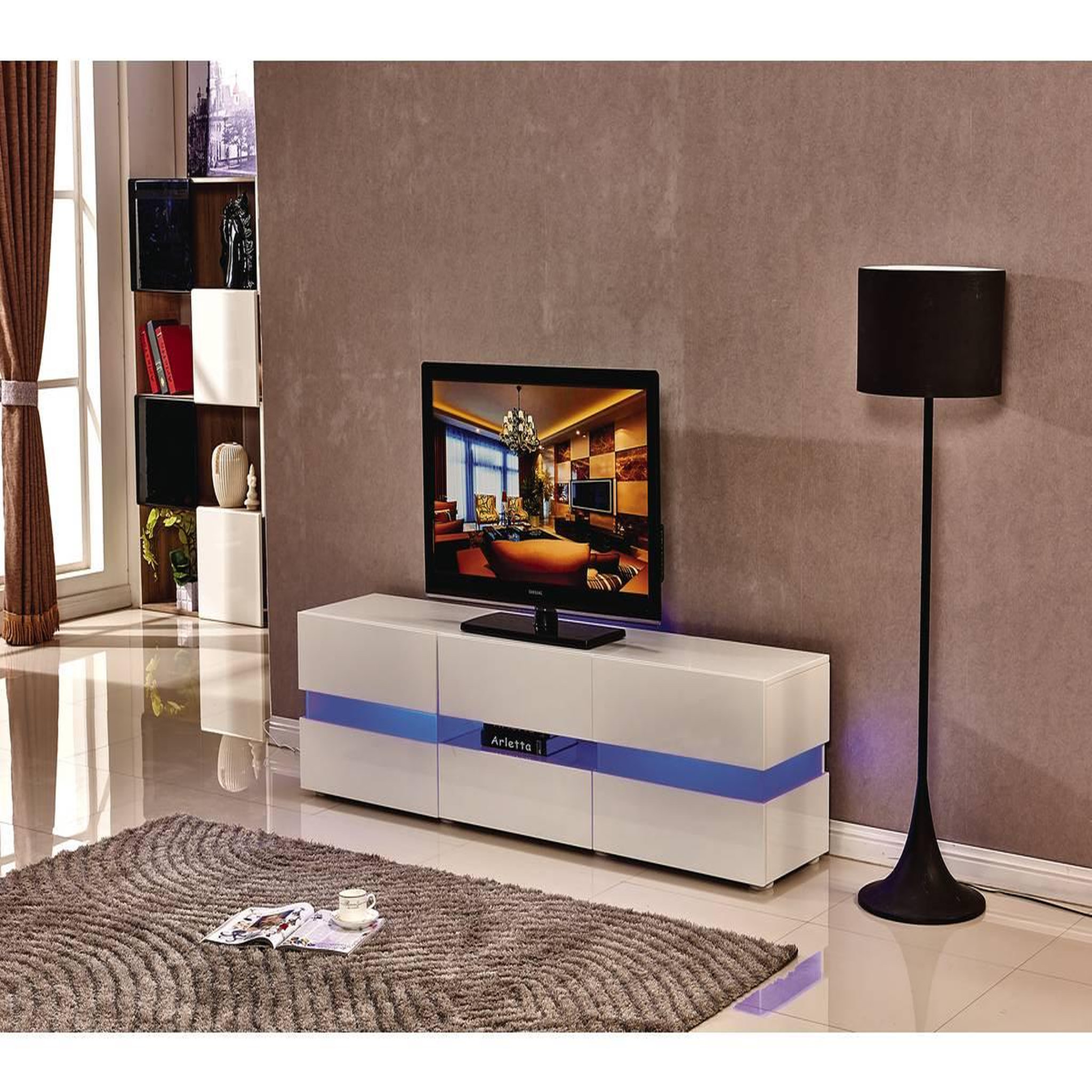 Voir la diapositive 2 : Habitat et Jardin Meuble tv led  vida' - 177 x 39 x 45 cm - blanc laqué