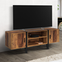 Voir la diapositive 2 : ID MARKET Meuble TV 140 cm AUSTRIA 2 portes bois pieds épingle