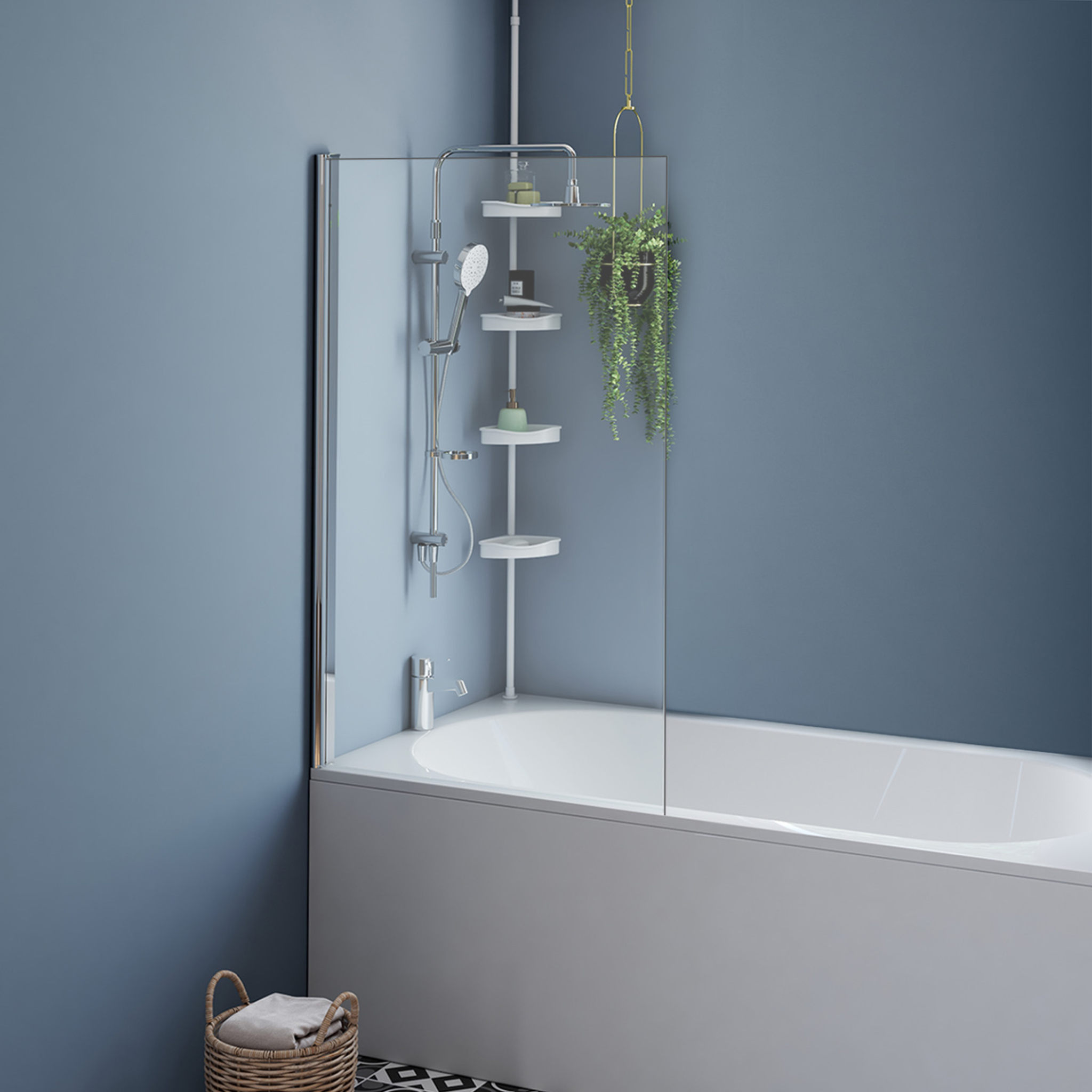 Voir la diapositive 2 : ID MARKET Pare baignoire 1 volet 70x120 cm avec profilé en aluminium argenté