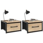 ID MARKET Lot de 2 tables de chevet murales tiroir en tissu UTAH design industriel