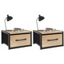 Voir la diapositive 1 : ID MARKET Lot de 2 tables de chevet murales tiroir en tissu UTAH design industriel