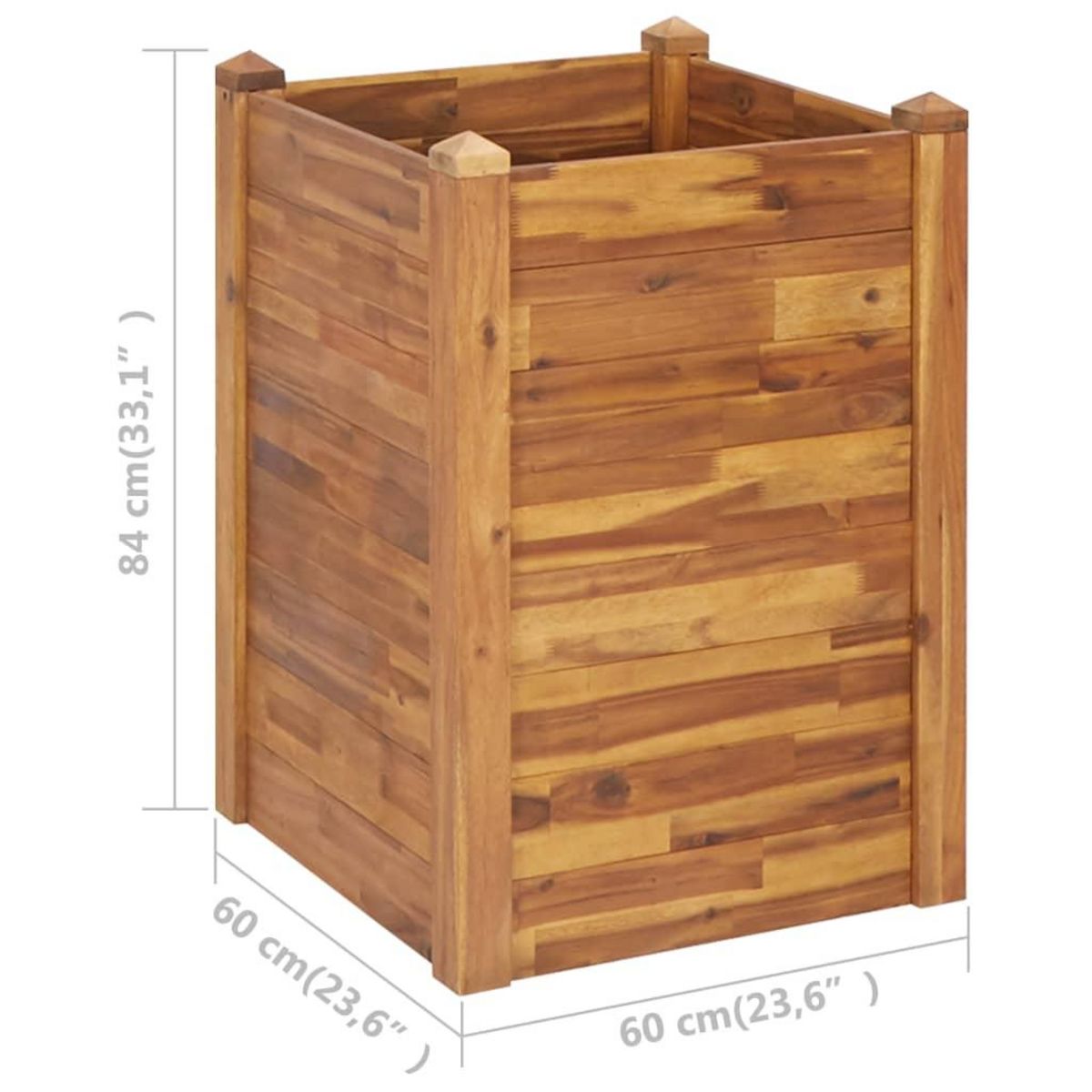 VIDAXL Lit sureleve de jardin 60x60x84 cm Bois massif d'acacia