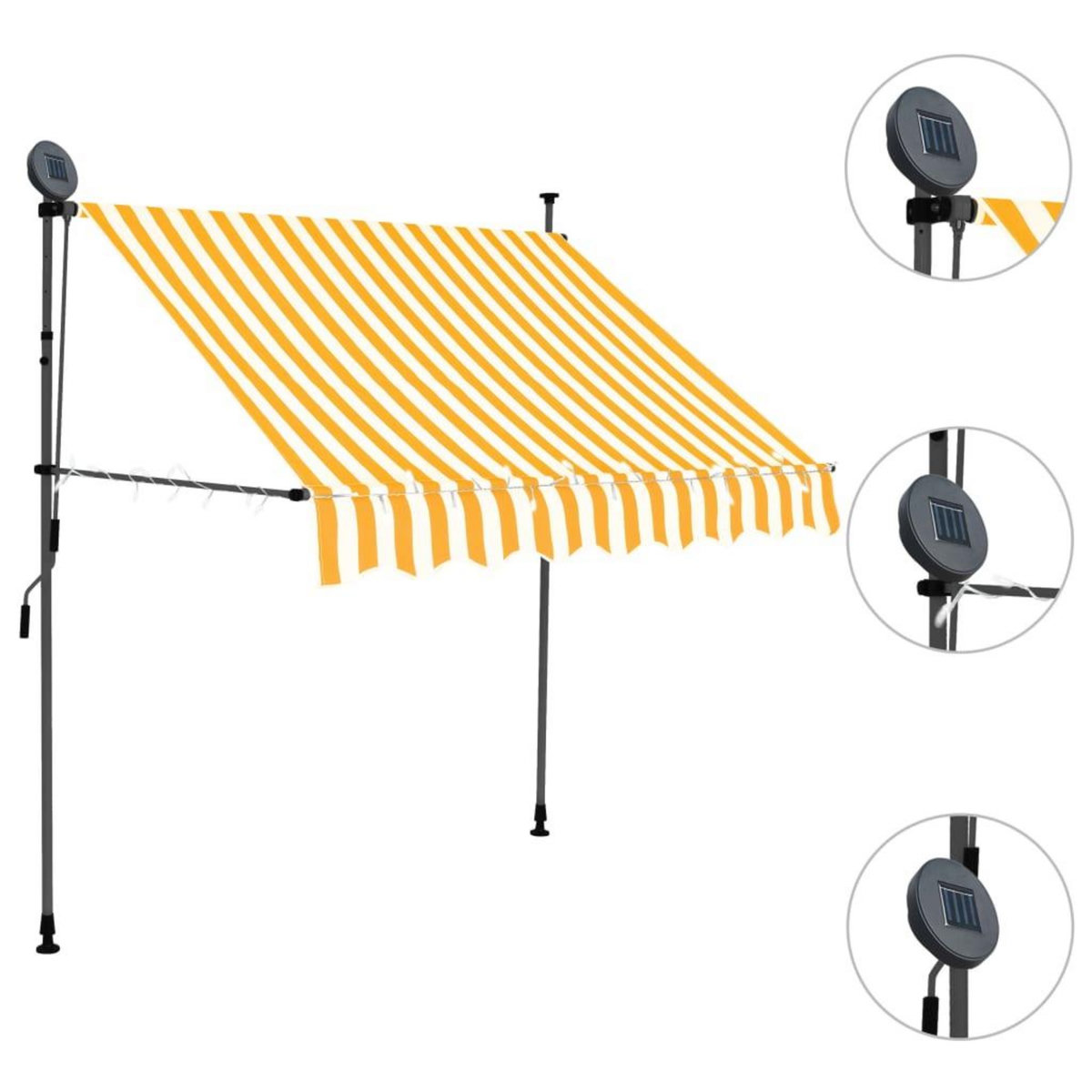 VIDAXL Auvent manuel retractable avec LED 100 cm Blanc et orange