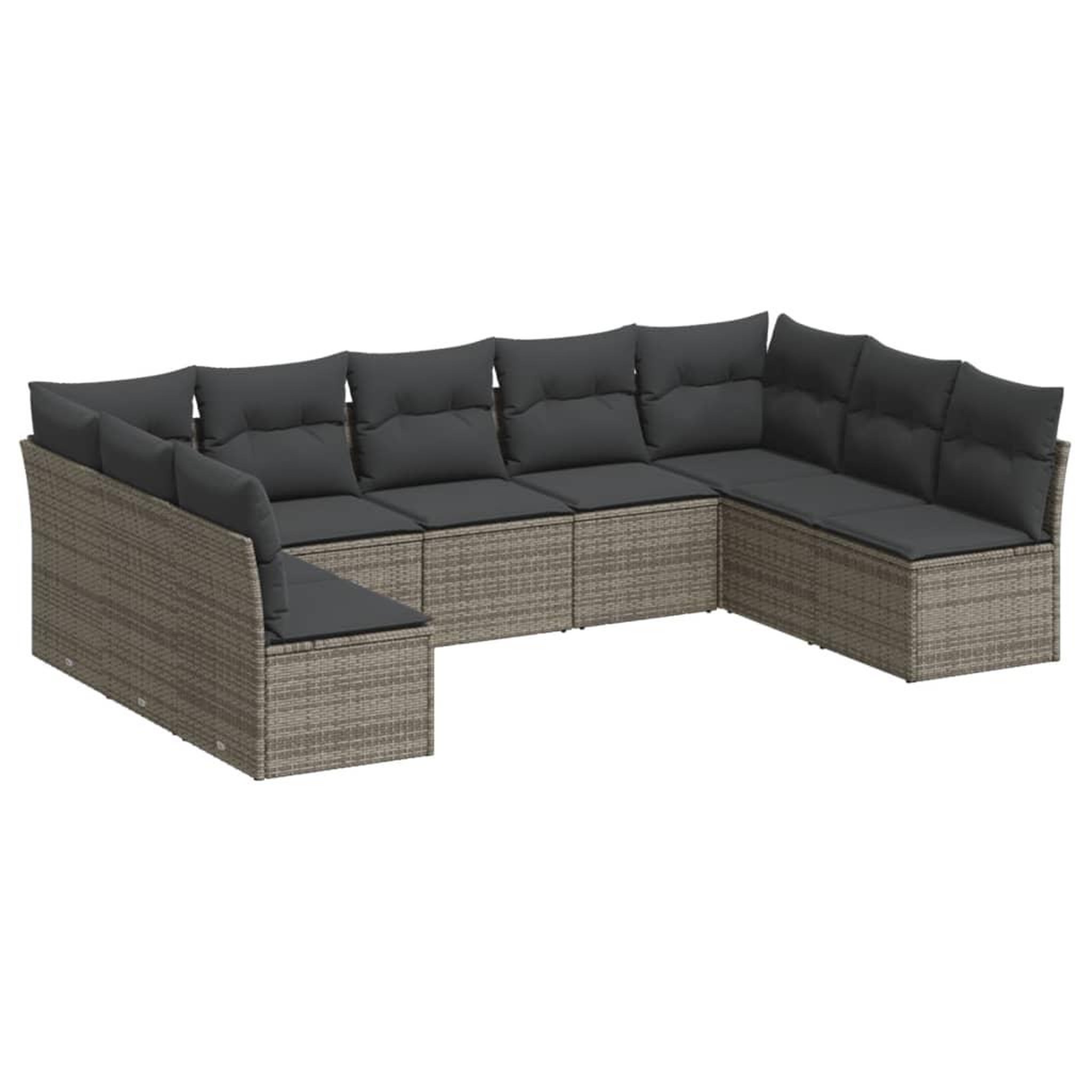 Voir la diapositive 2 : VIDAXL Salon de jardin 9 pcs avec coussins gris resine tressee
