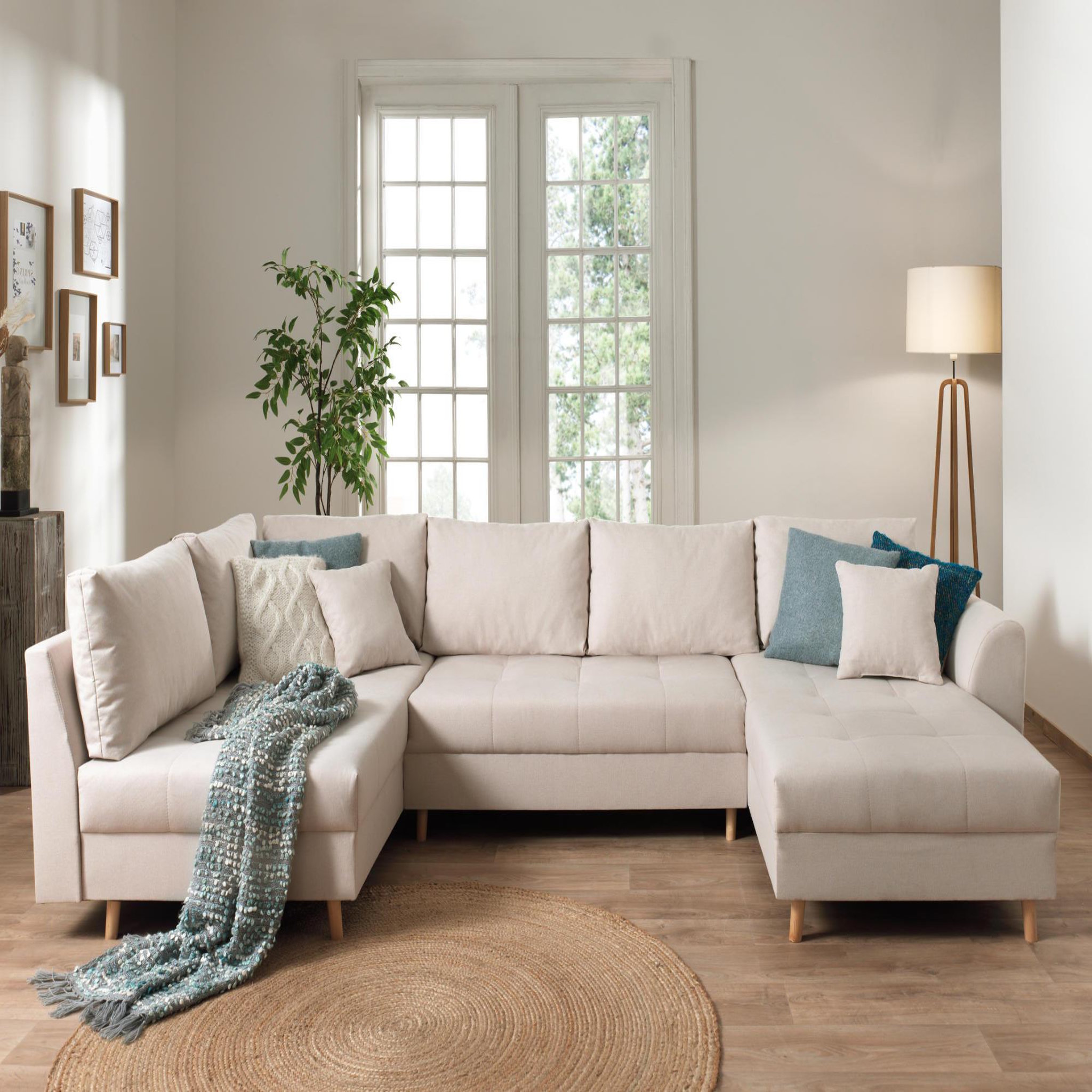Voir la diapositive 2 : LISA DESIGN Rune - canapé panoramique - 7 places - style scandinave - gauche