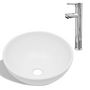 Voir la diapositive 2 : VIDAXL Lavabo de salle de bain avec mitigeur Ceramique Rond Blanc