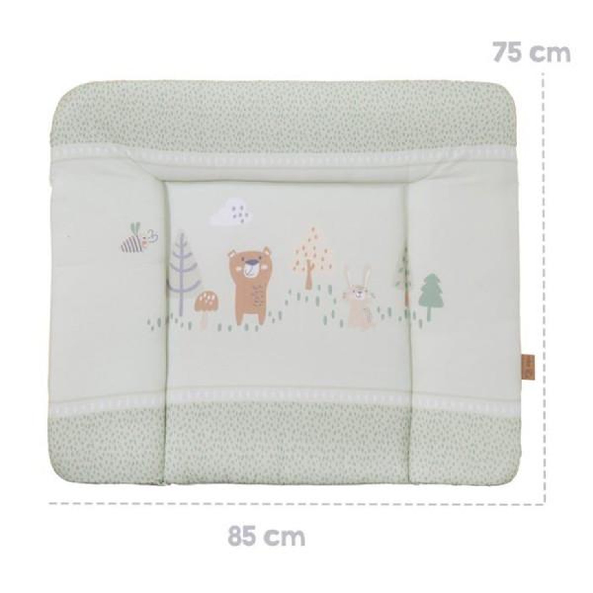 Voir la diapositive 2 : Roba Matelas a langer - ROBA - WOODLAND BUDDIES - 85 x 75 cm - Bords réhaussés - Vert pastel motif animaux