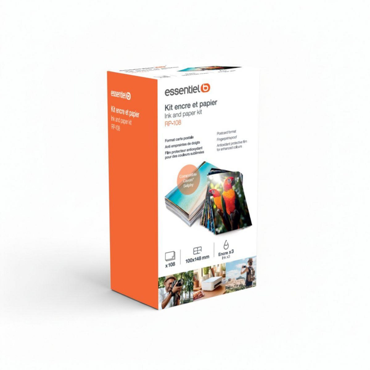 ESSENTIEL B Kit papier + encre compatible Canon Selphy KP-108 tirages