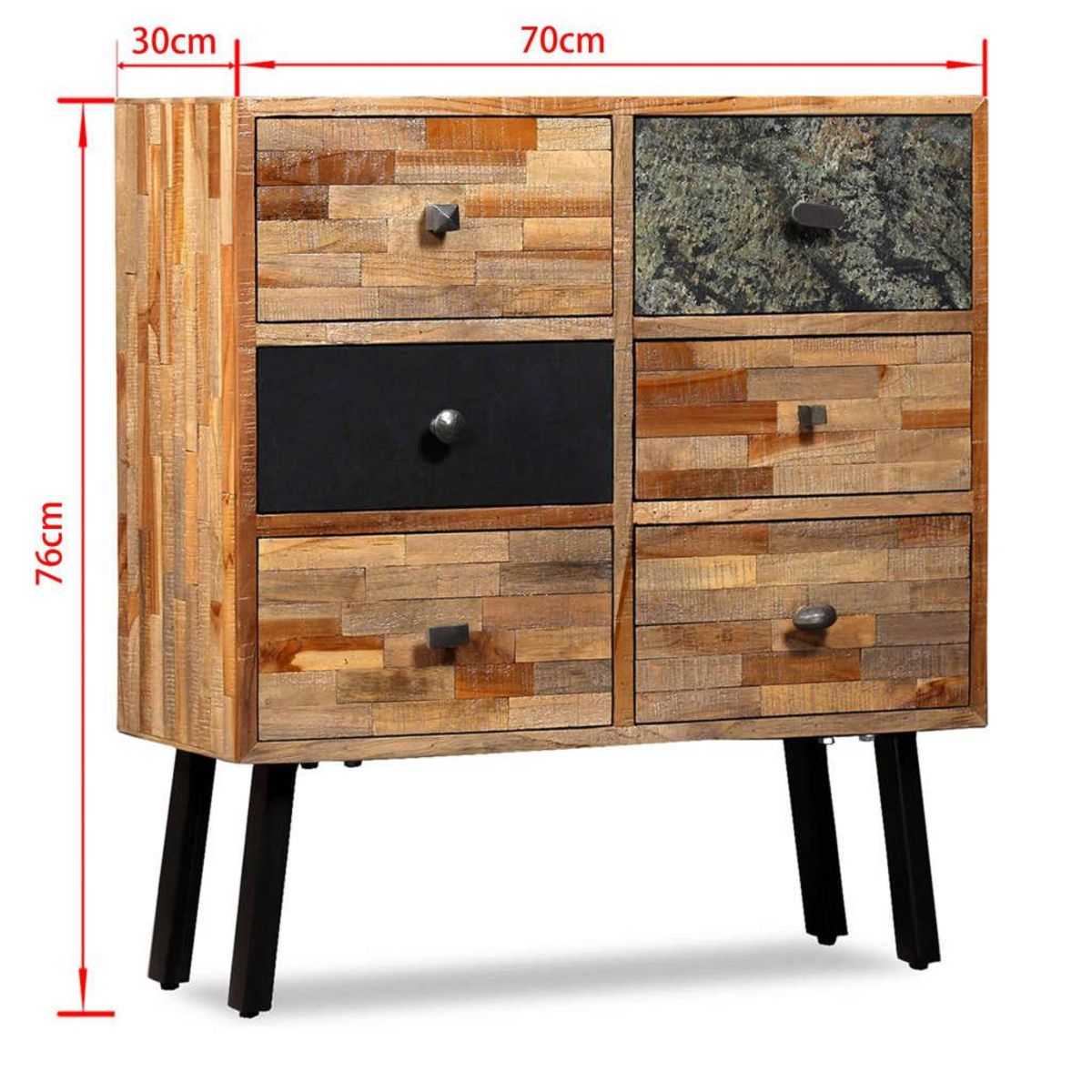 VIDAXL Armoire laterale avec 6 tiroirs Teck massif de recuperation