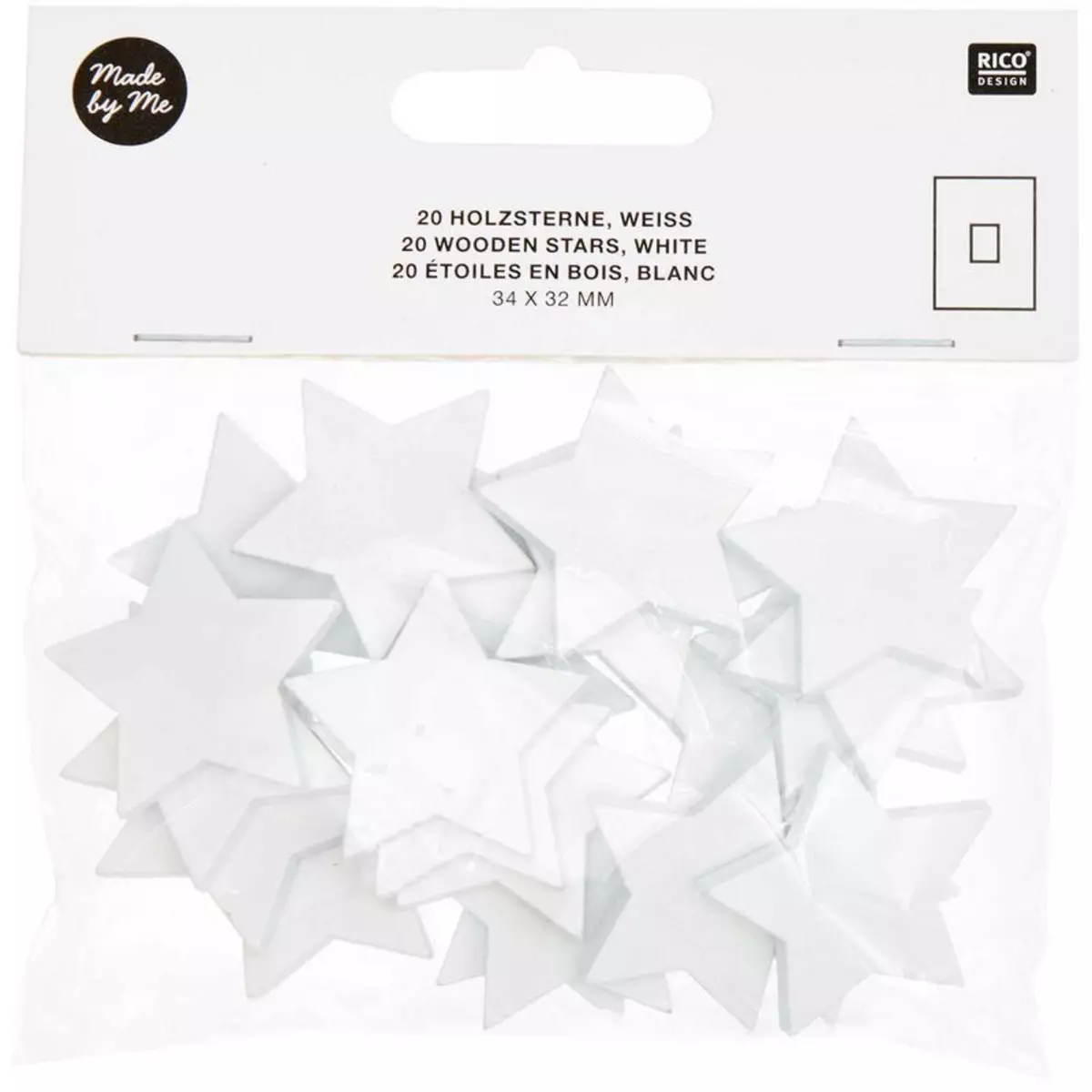 RICO DESIGN 20 étoiles en bois blanc - petit 30 mm
