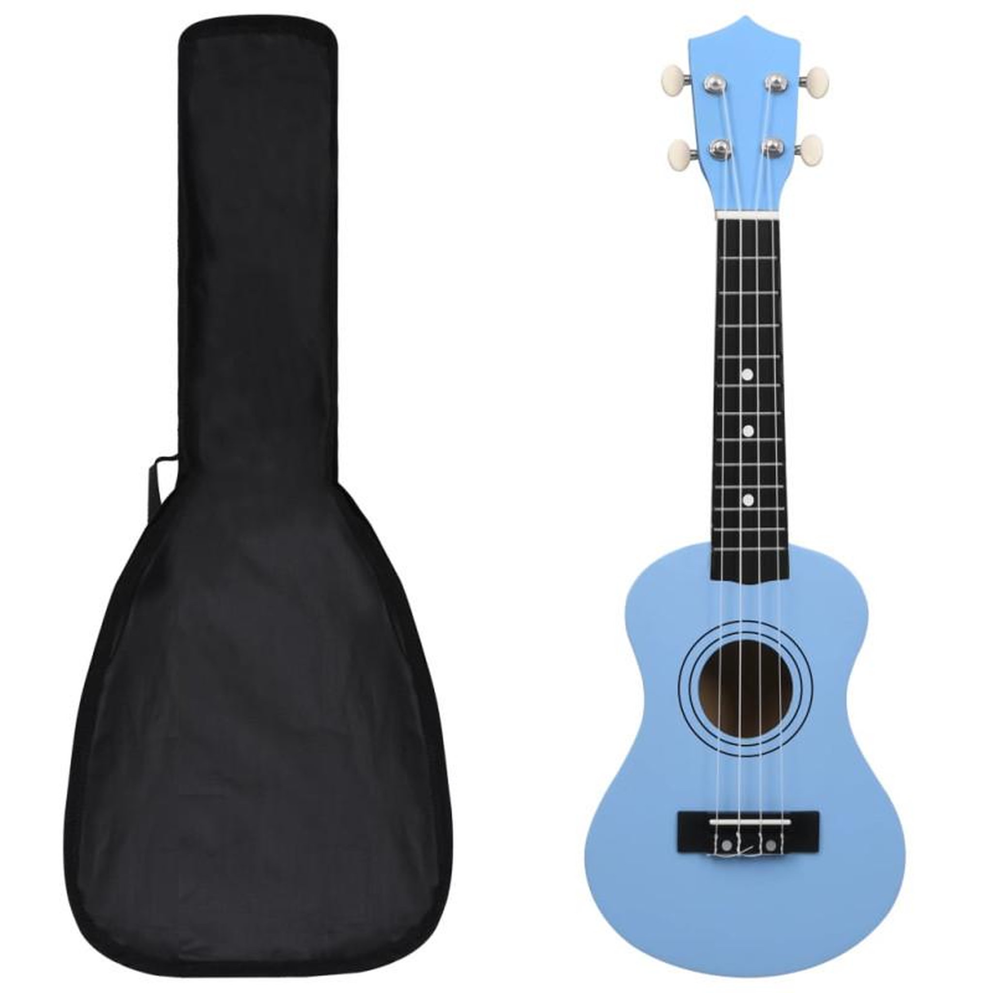 VIDAXL Jeu de ukulélé soprano avec sac pour enfants Bleu azuré 21
