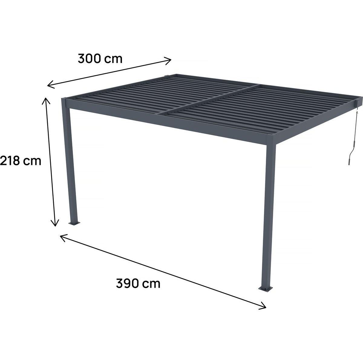 Habitat et Jardin Pergola adossée en aluminium  Windsor  - Gris anthracite - 3 x 4 m