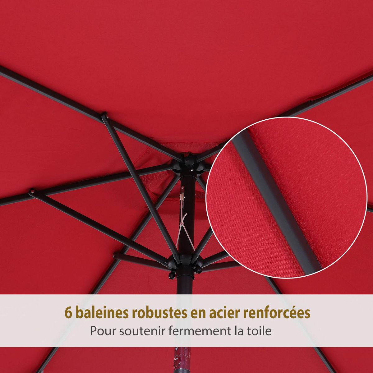 OUTSUNNY Parasol inclinable de jardin balcon terrasse manivelle toile polyester imperméabilisée haute densité 180 g/m² Ø2,7 x 2,35H m alu rouge vineux
