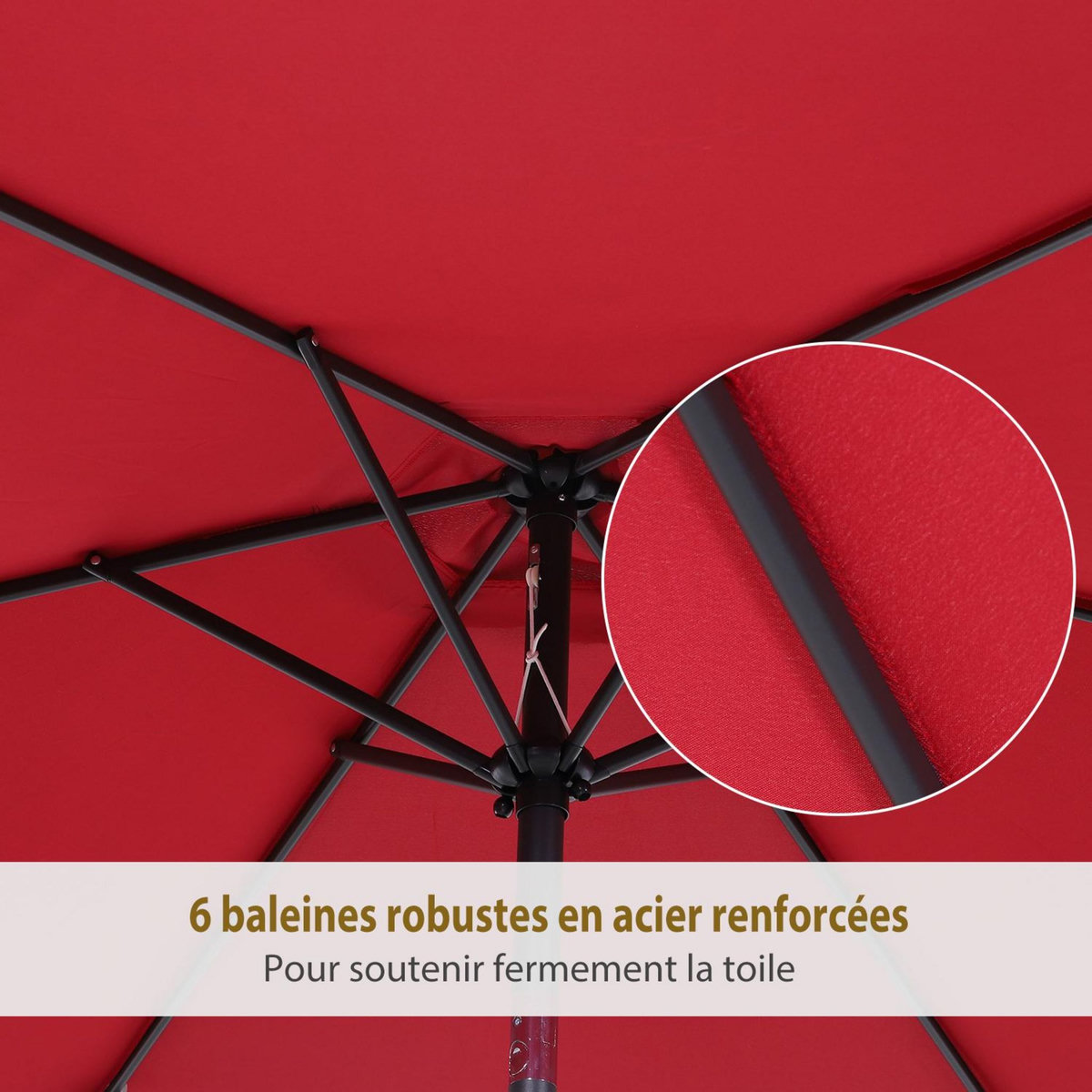 OUTSUNNY Parasol inclinable de jardin balcon terrasse manivelle toile polyester imperméabilisée haute densité 180 g/m² Ø2,7 x 2,35H m alu rouge vineux
