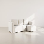 BEST MOBILIER Canopy - canapé d'angle réversible 4 places convertible avec coffre en velours côtelé. Coloris disponibles : Gris, Beige, Orange, Vert, Noir