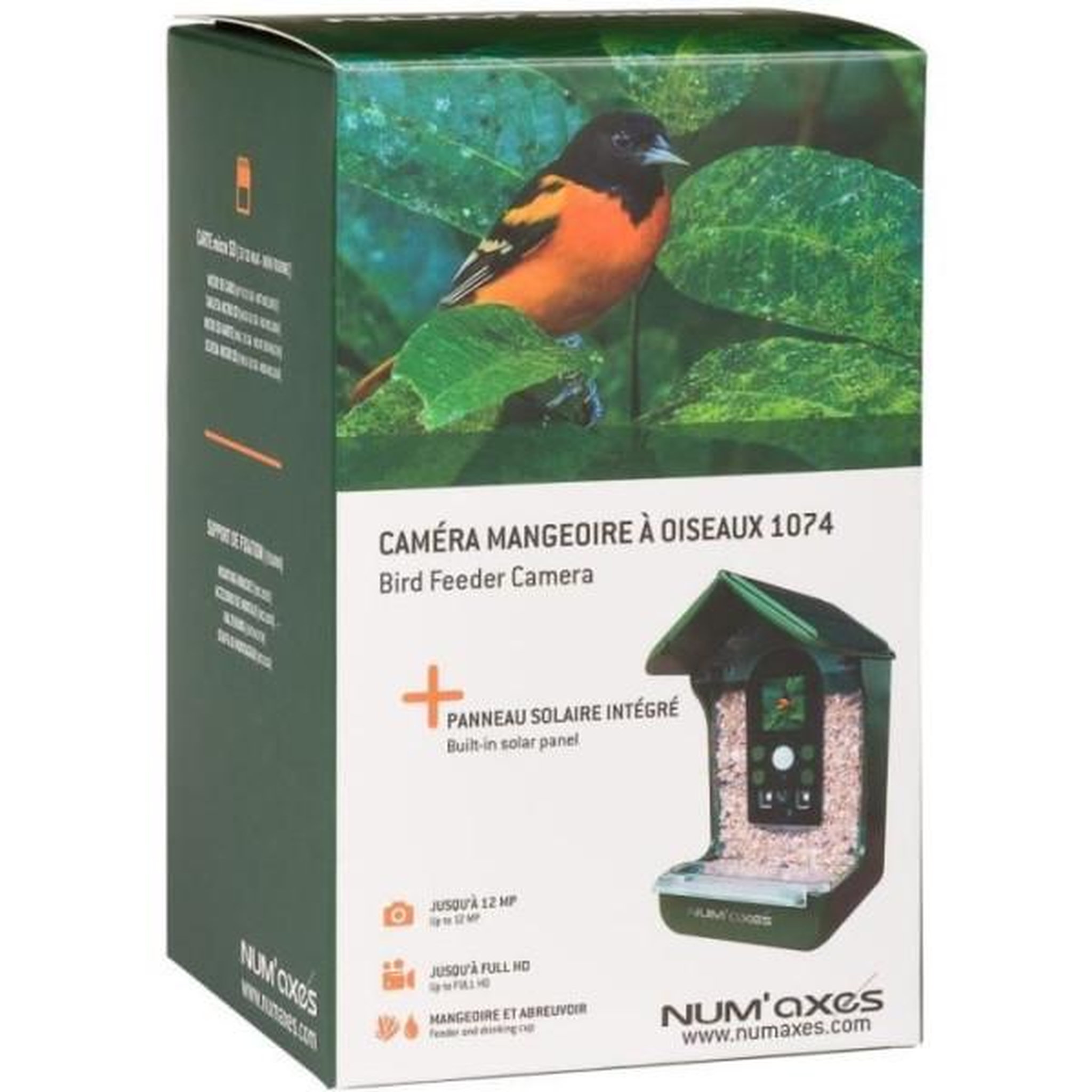 Voir la diapositive 4 : NUM'AXES Mangeoire / abreuvoir pour oiseaux avec caméra intégrée - NUM'AXES - CAM1074 - 120 ° - Vert