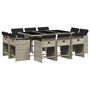 Voir la diapositive 2 : VIDAXL Ensemble a manger de jardin 11pcs avec coussins gris poly rotin