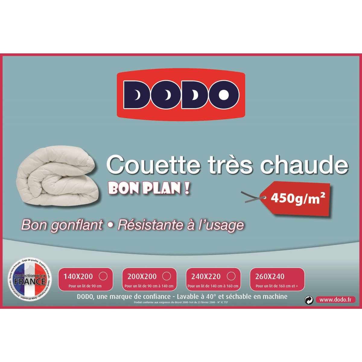 DODO Couette he Synthetique Chaude Super Dodo 140x200
